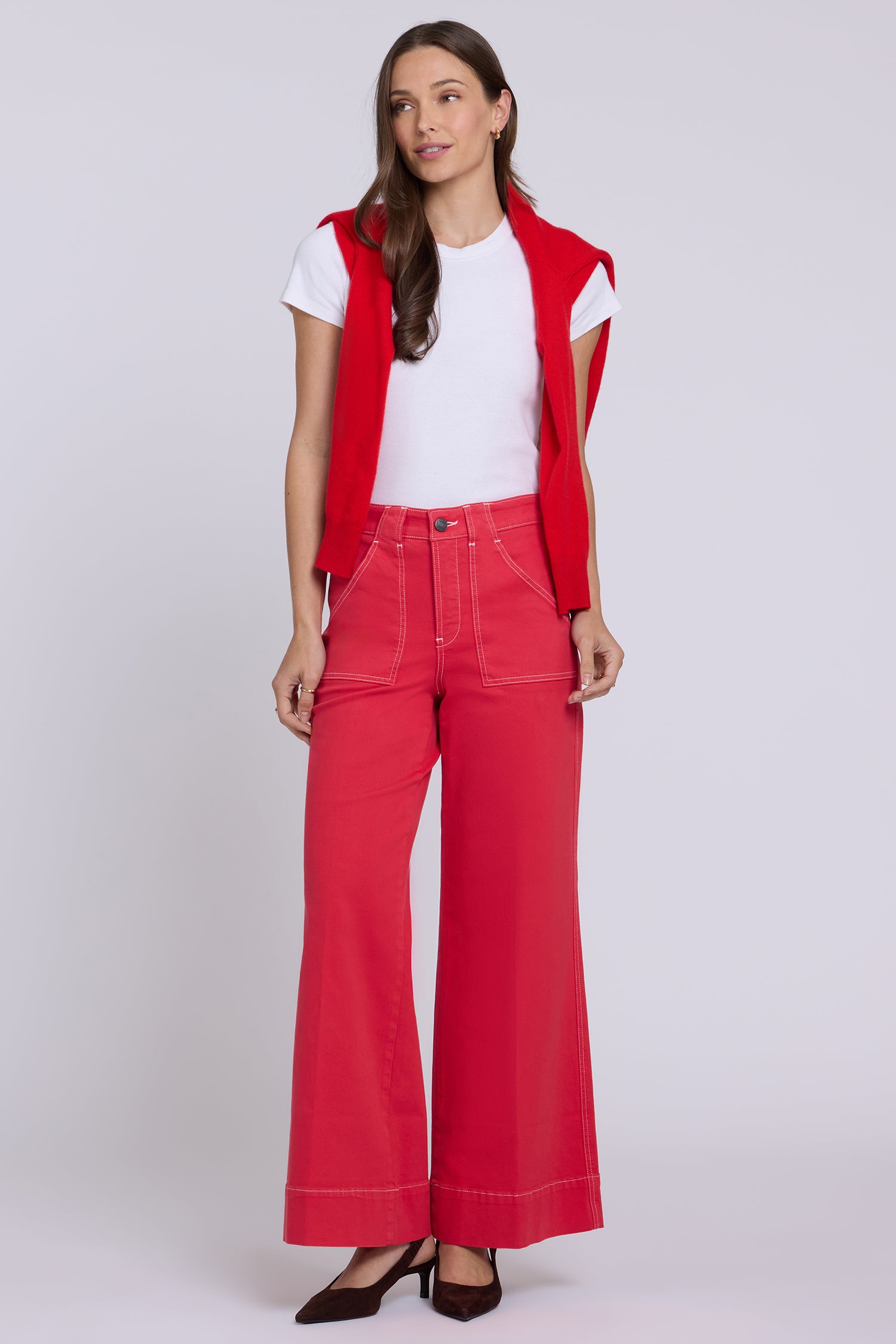 NYDJ Mia Palazzo Jeans With High Rise, Utility Pockets And 31" Inseam - Passion