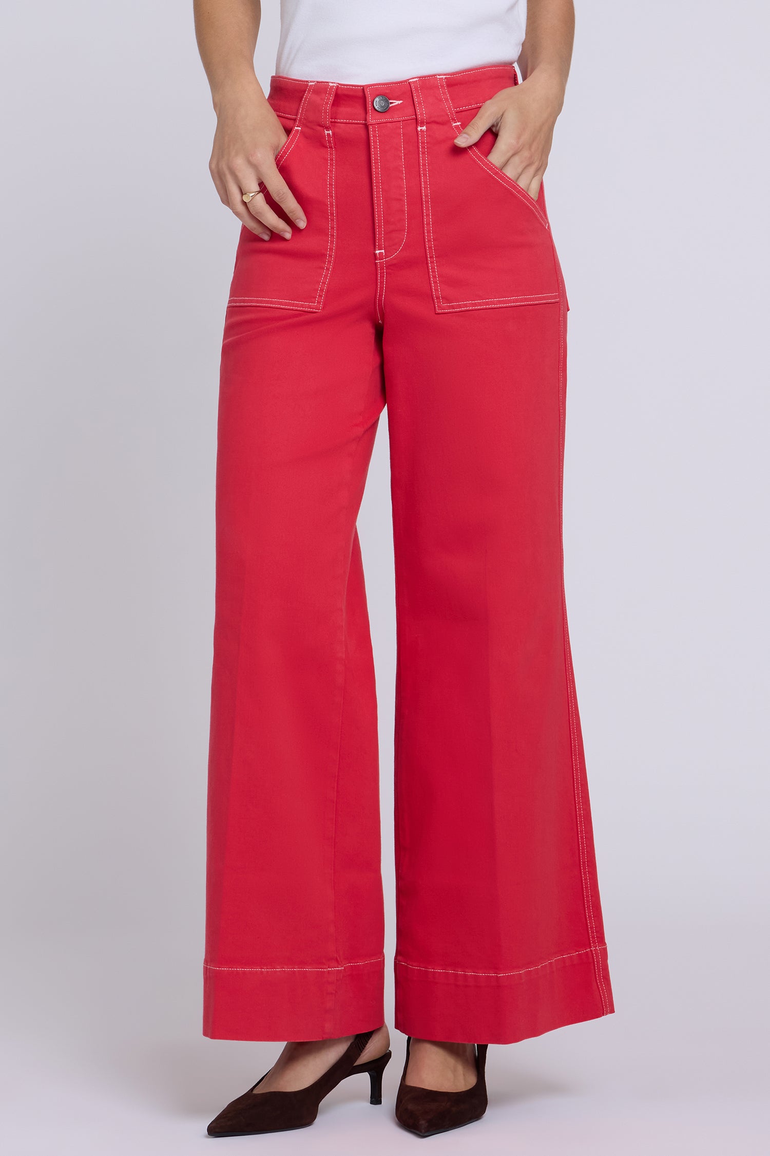 NYDJ Mia Palazzo Jeans With High Rise, Utility Pockets And 31" Inseam - Passion