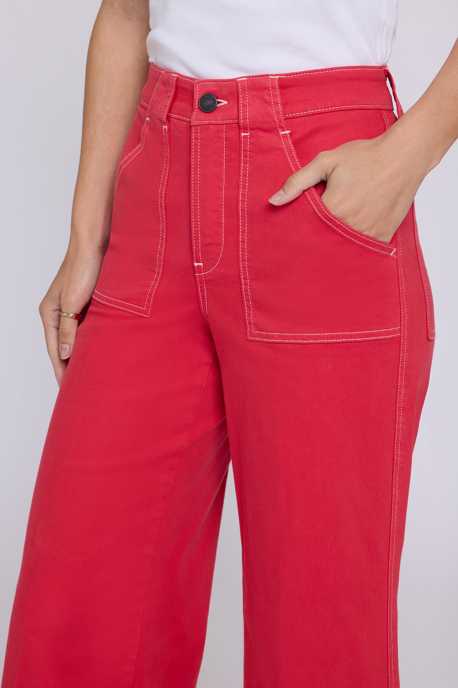 NYDJ Mia Palazzo Jeans With High Rise, Utility Pockets And 31" Inseam - Passion