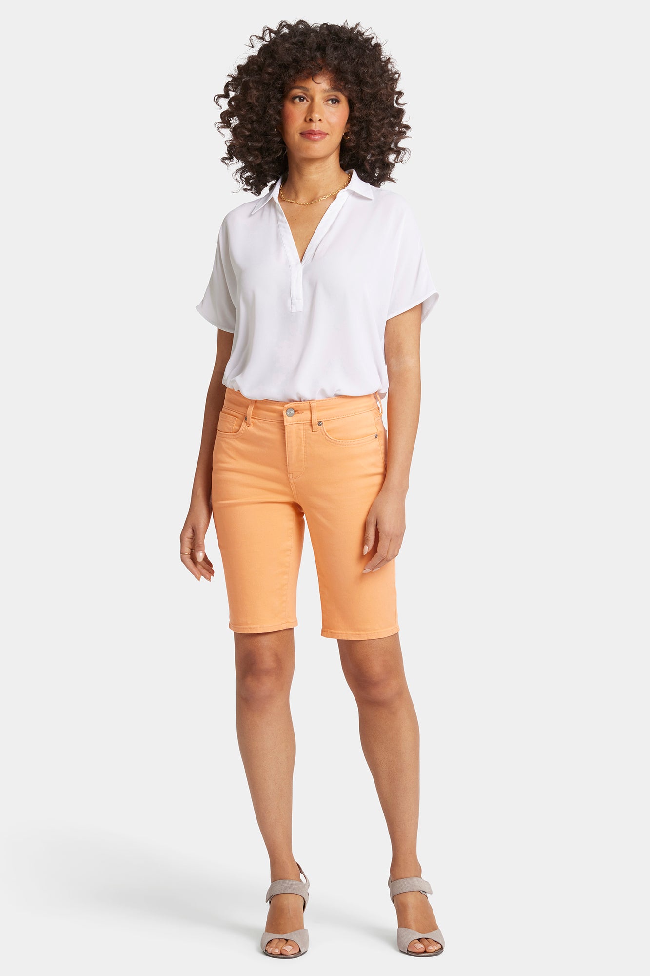 NYDJ Briella 11 Inch Denim Shorts  - Apricot Crush