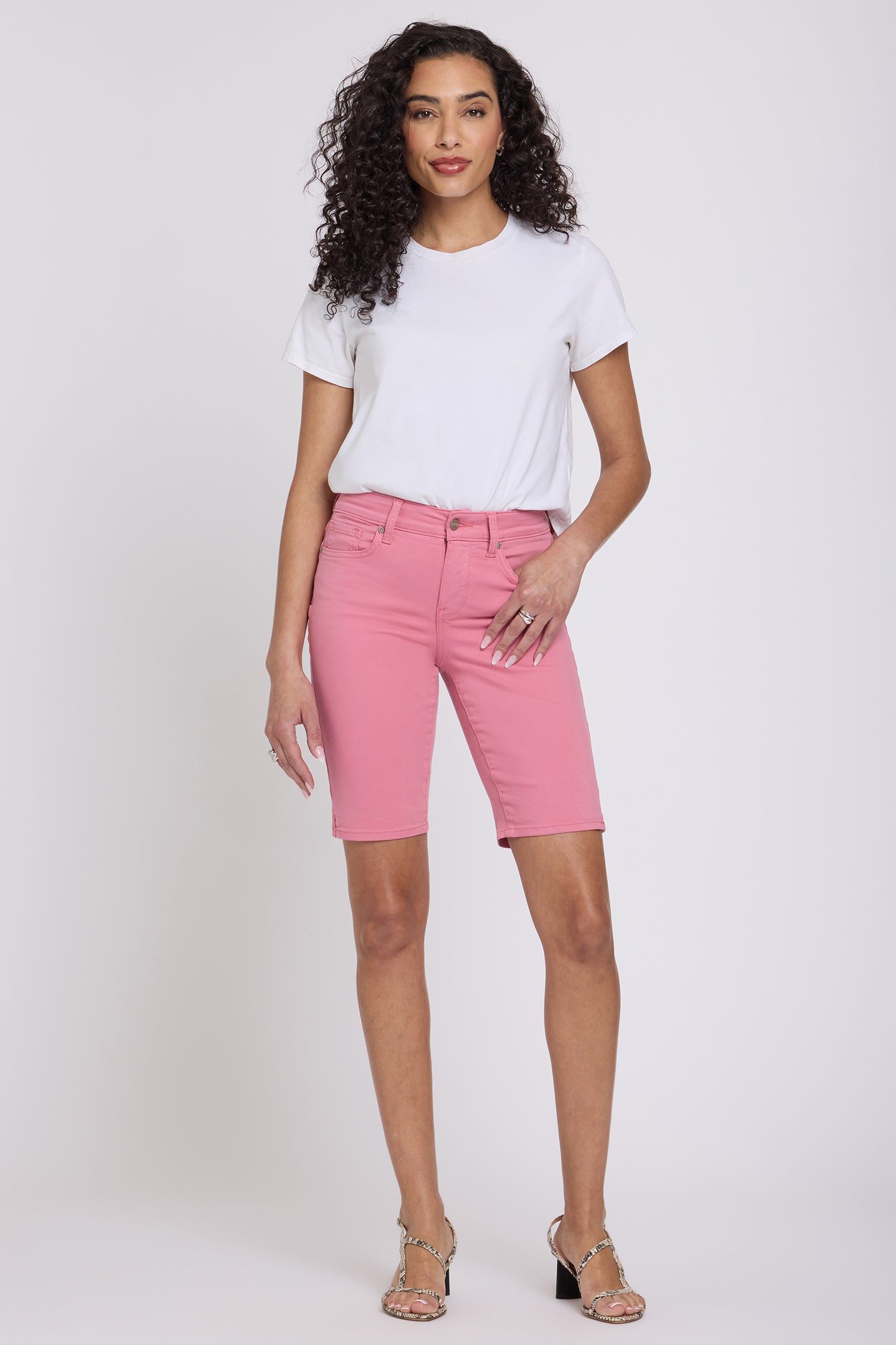 Briella 11 Inch Denim Shorts With Side Slits - Desert Rose Pink | NYDJ