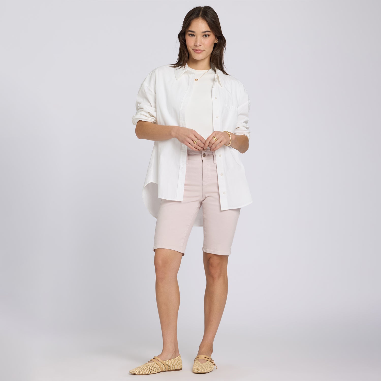 Briella 11 Inch Denim Shorts With Side Slits - Rock Flower Pink | NYDJ