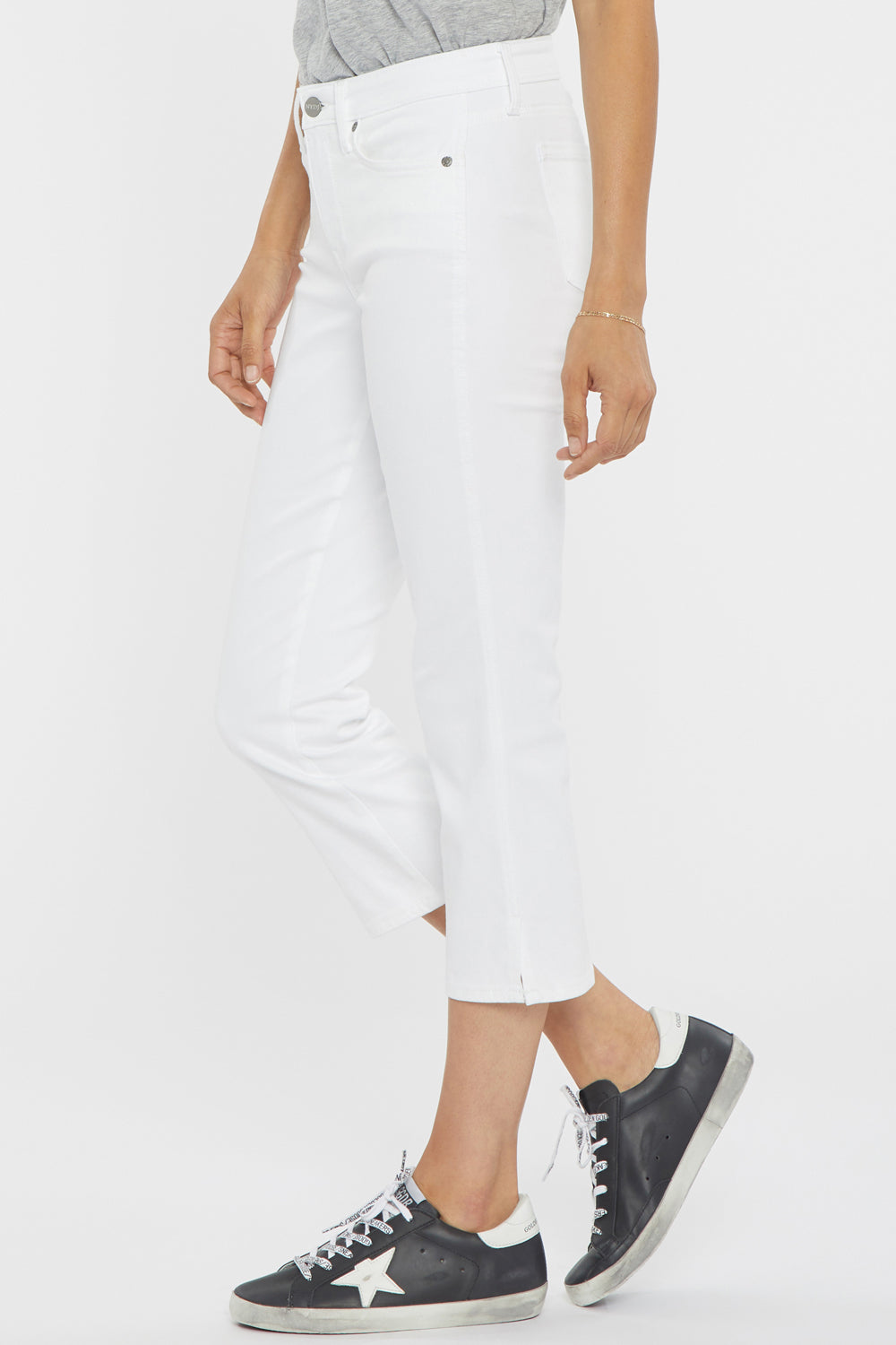 NYDJ Chloe Capri Jeans With Side Slits - Optic White