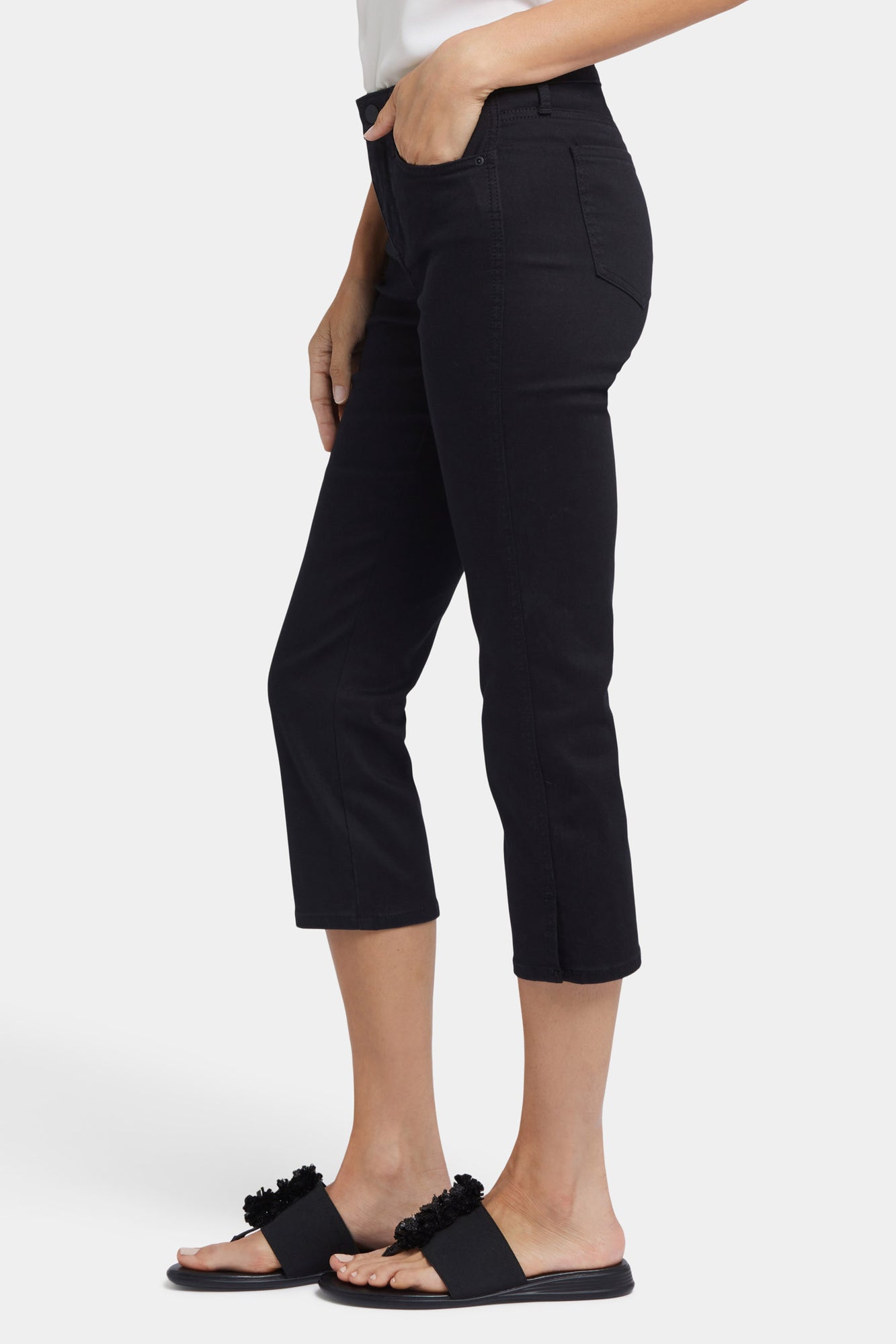 NYDJ Chloe Capri Jeans With Side Slits - Black