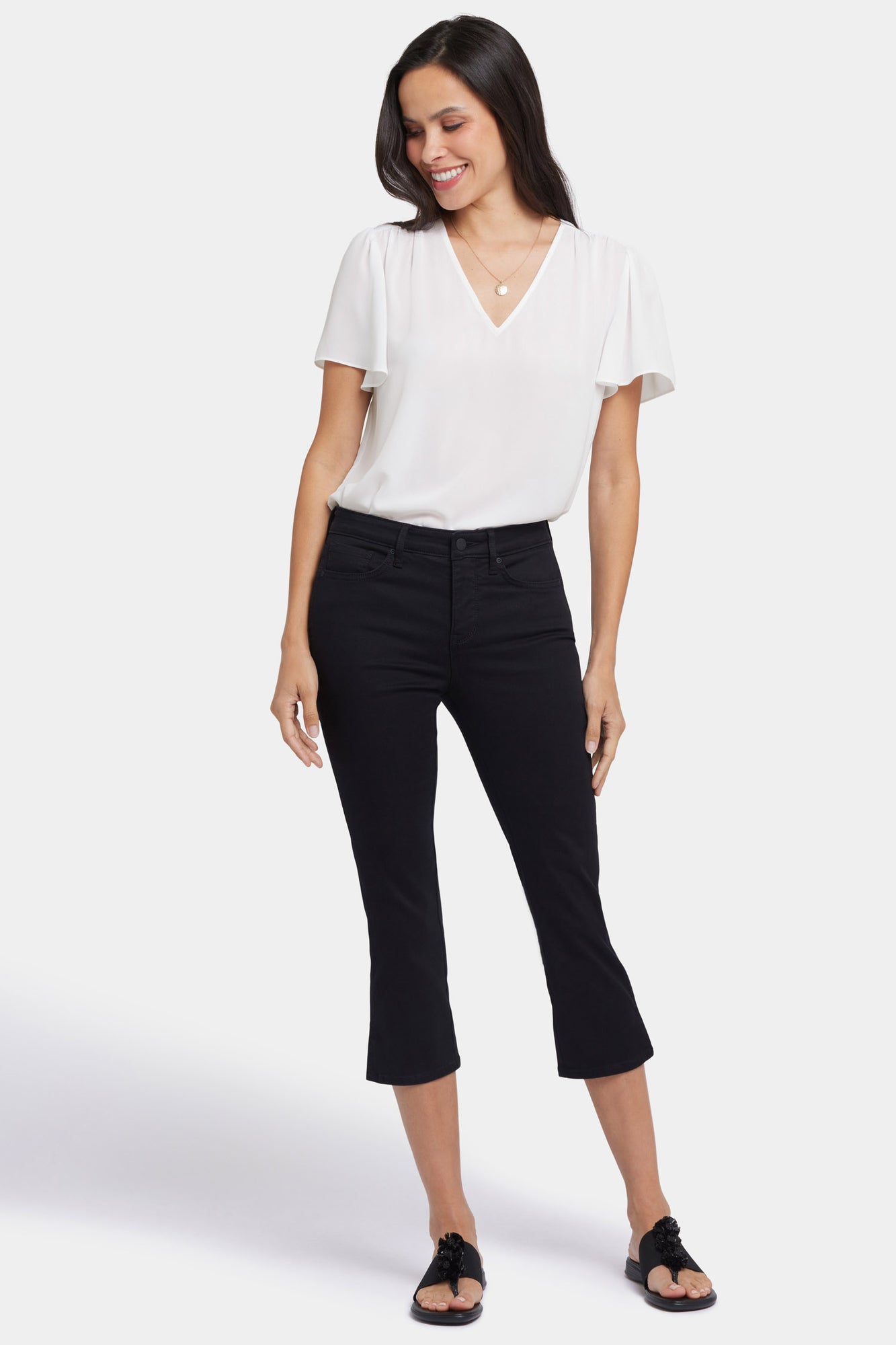 NYDJ Chloe Capri Jeans With Side Slits - Black