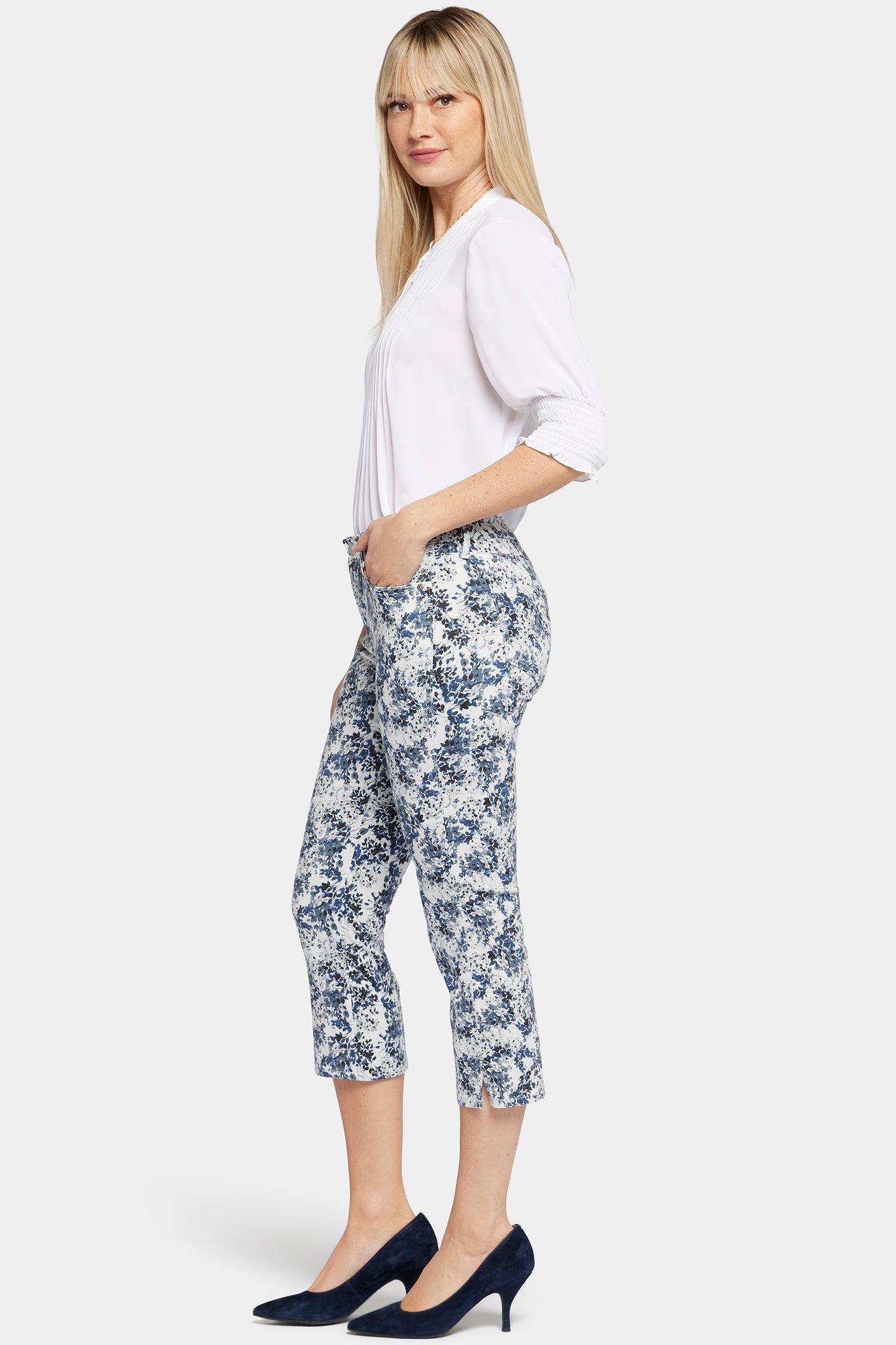 NYDJ Chloe Capri Jeans With Side Slits - Forest Lagoon