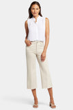 NYDJ Brigitte Wide Leg Capri Jeans With High Rise And Frayed Hems - Feather