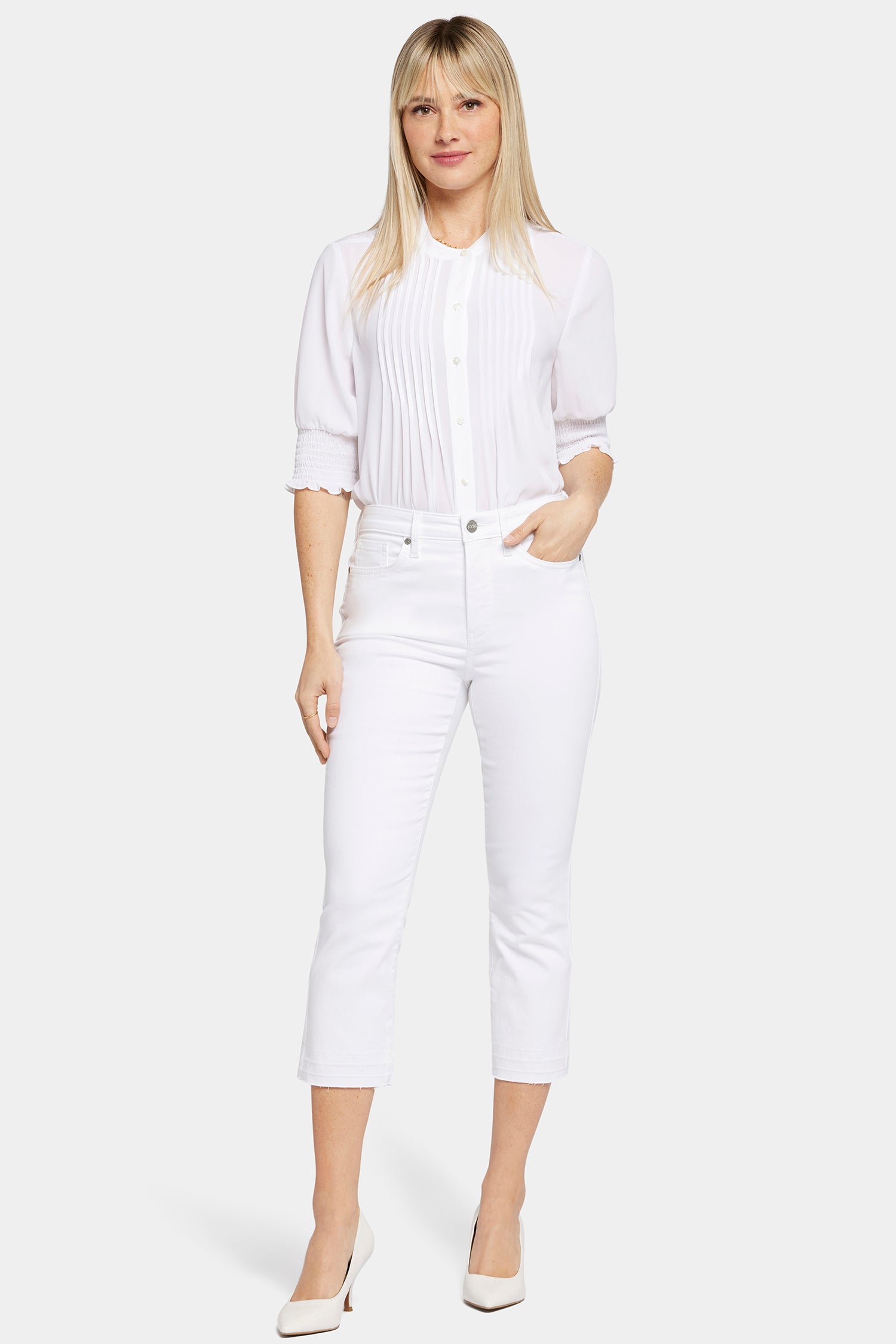 NYDJ Chloe Capri Jeans With High Rise And Released Hems - Optic White