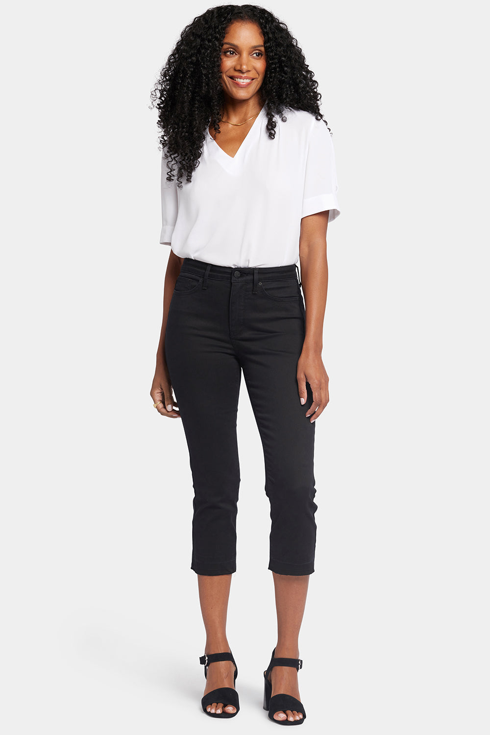 NYDJ Chloe Capri Jeans With High Rise And Released Hems - Black