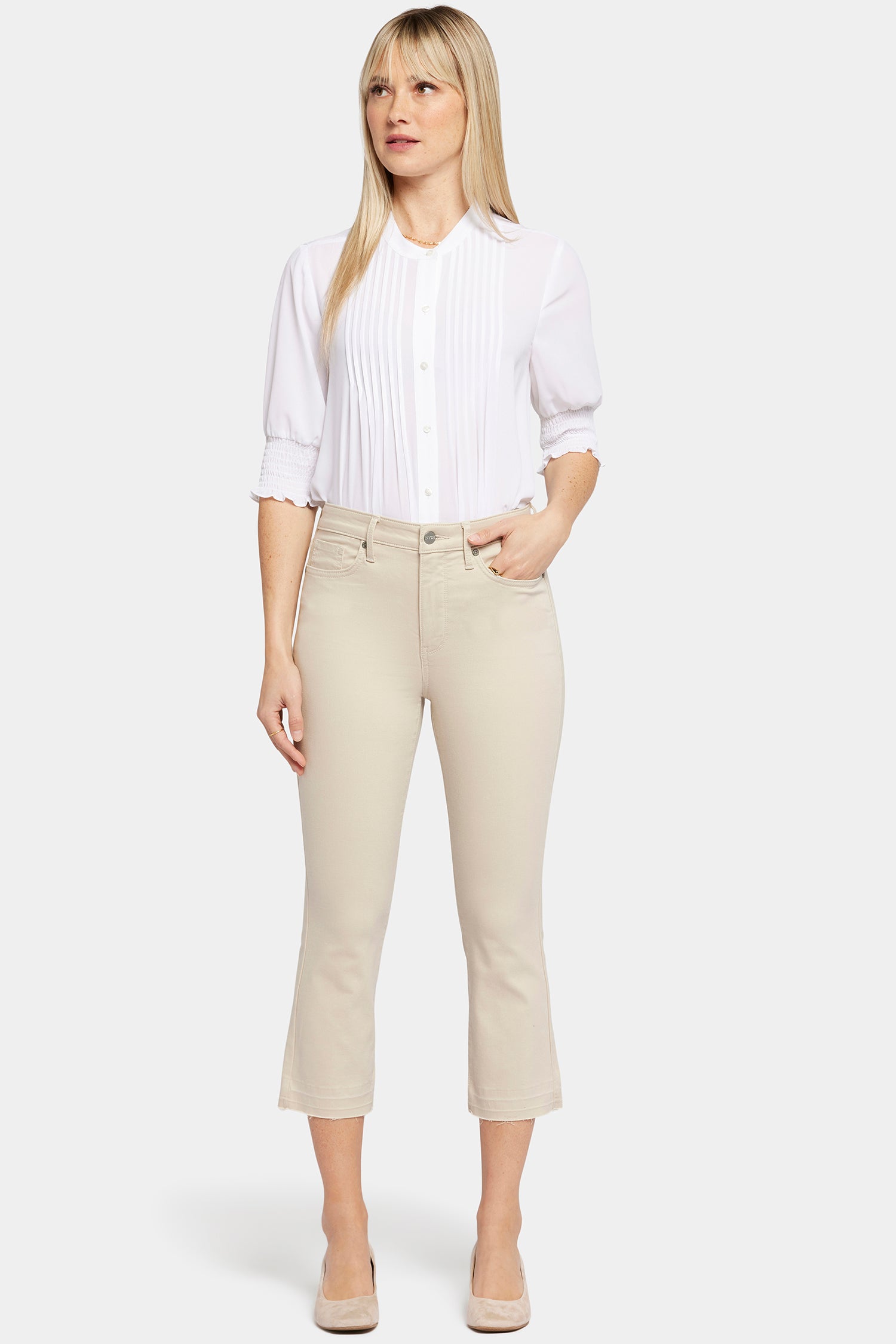 Chloe Capri Jeans With High Rise And Released Hems - Feather Tan | NYDJ