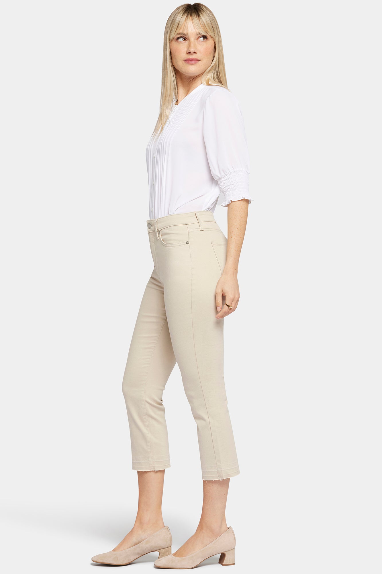 Chloe Capri Jeans With High Rise And Released Hems - Feather Tan | NYDJ