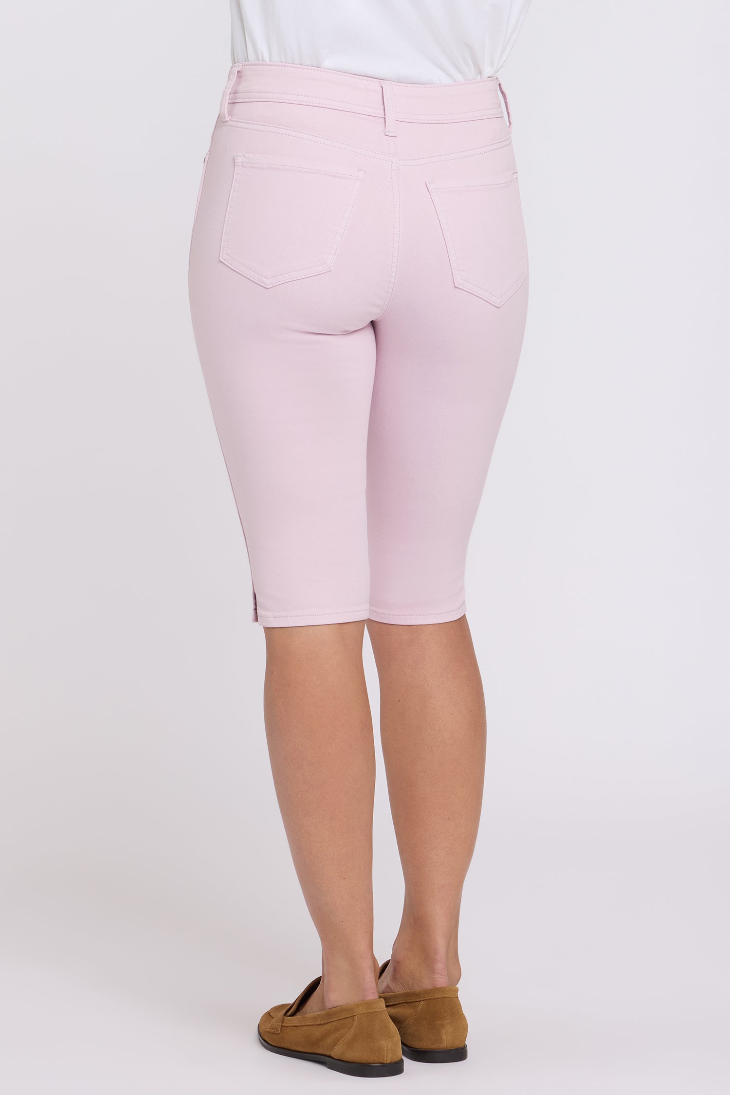 NYDJ Sophie Bike Capri Jeans With Outseam Stitching And Side Slits - Light Lilac