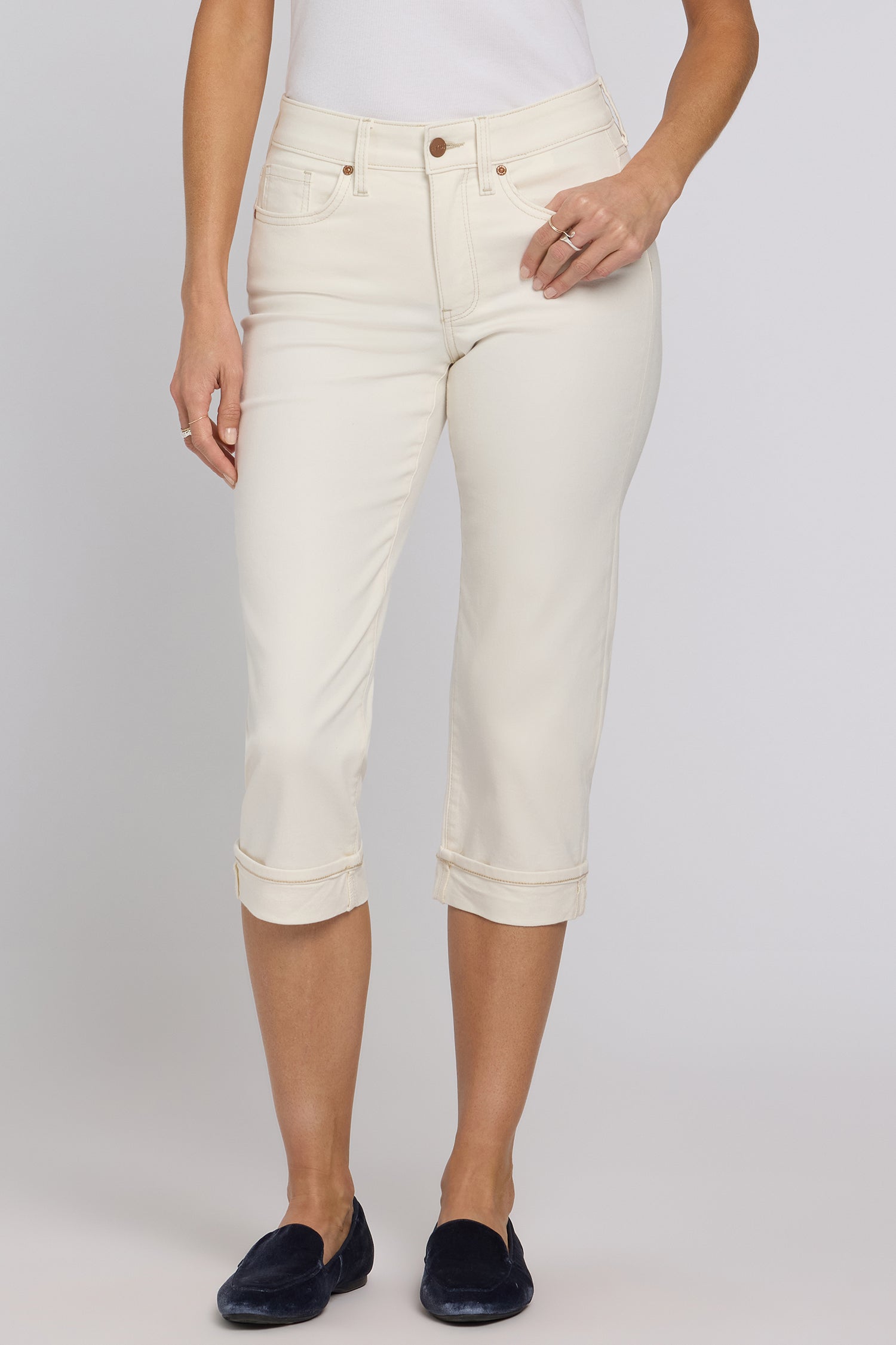 NYDJ Marilyn Straight Crop Jeans With Cuffs - Vintage White