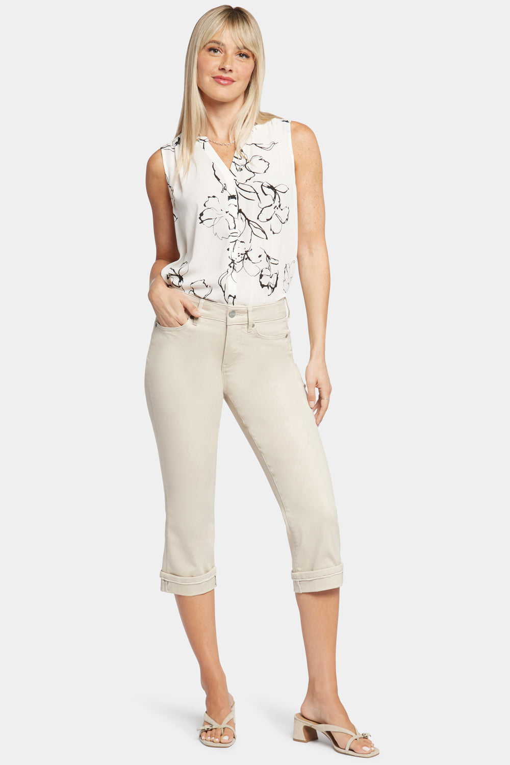 NYDJ Marilyn Straight Crop Jeans With Frayed Cuffs - Feather