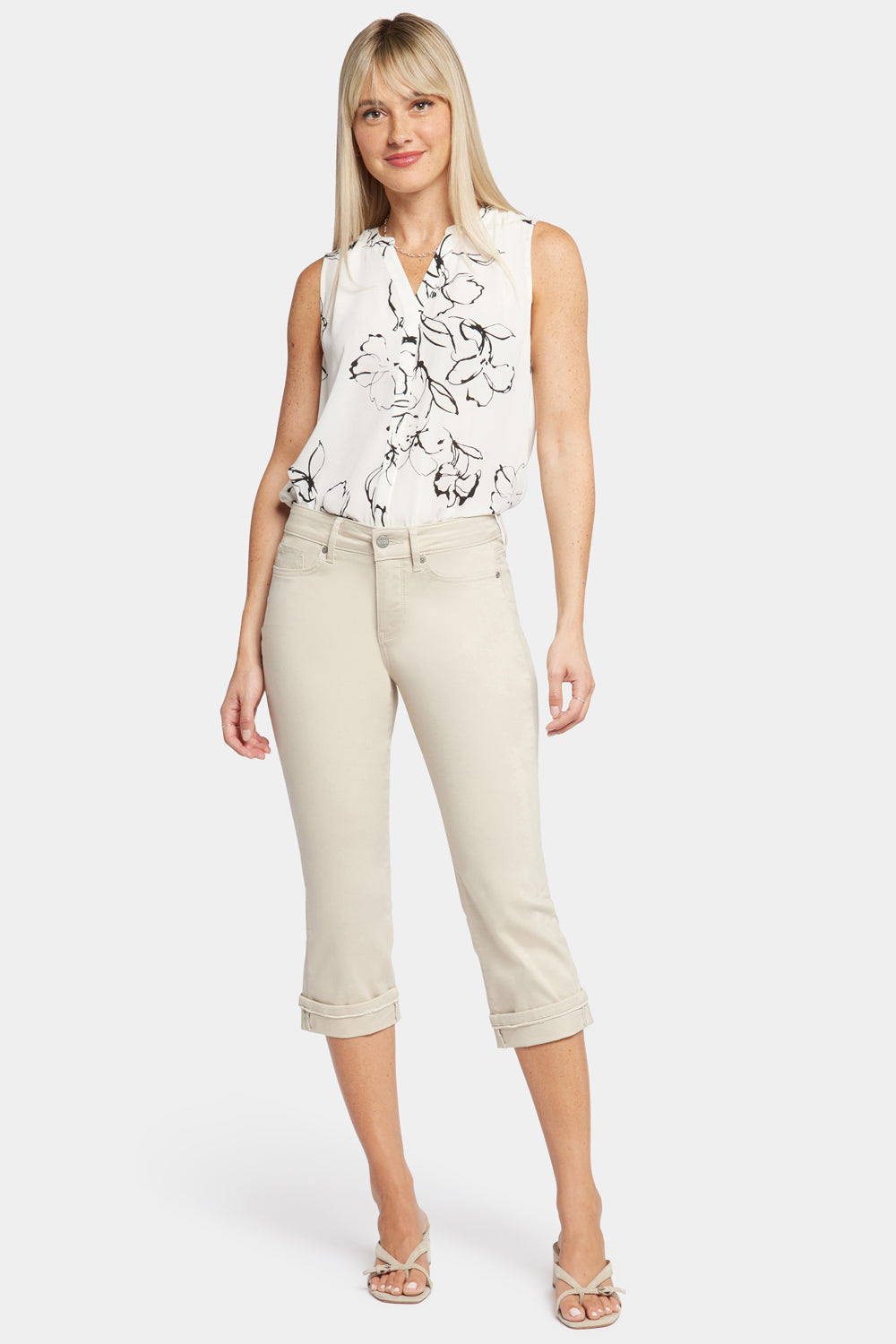 NYDJ Marilyn Straight Crop Jeans With Frayed Cuffs - Feather