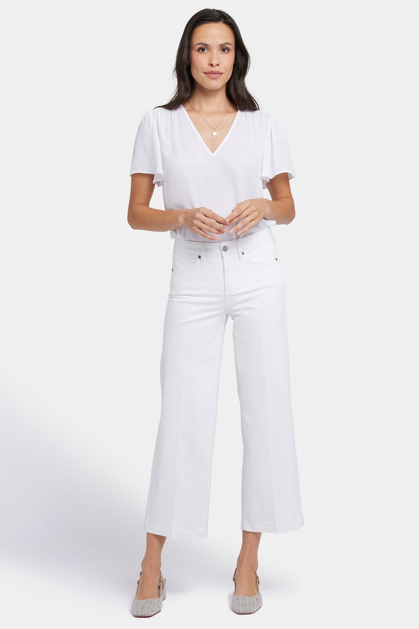 NYDJ Teresa Wide Leg Ankle Jeans  - Optic White