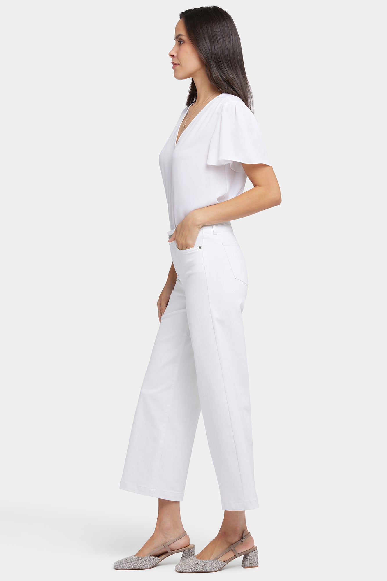 NYDJ Teresa Wide Leg Ankle Jeans  - Optic White