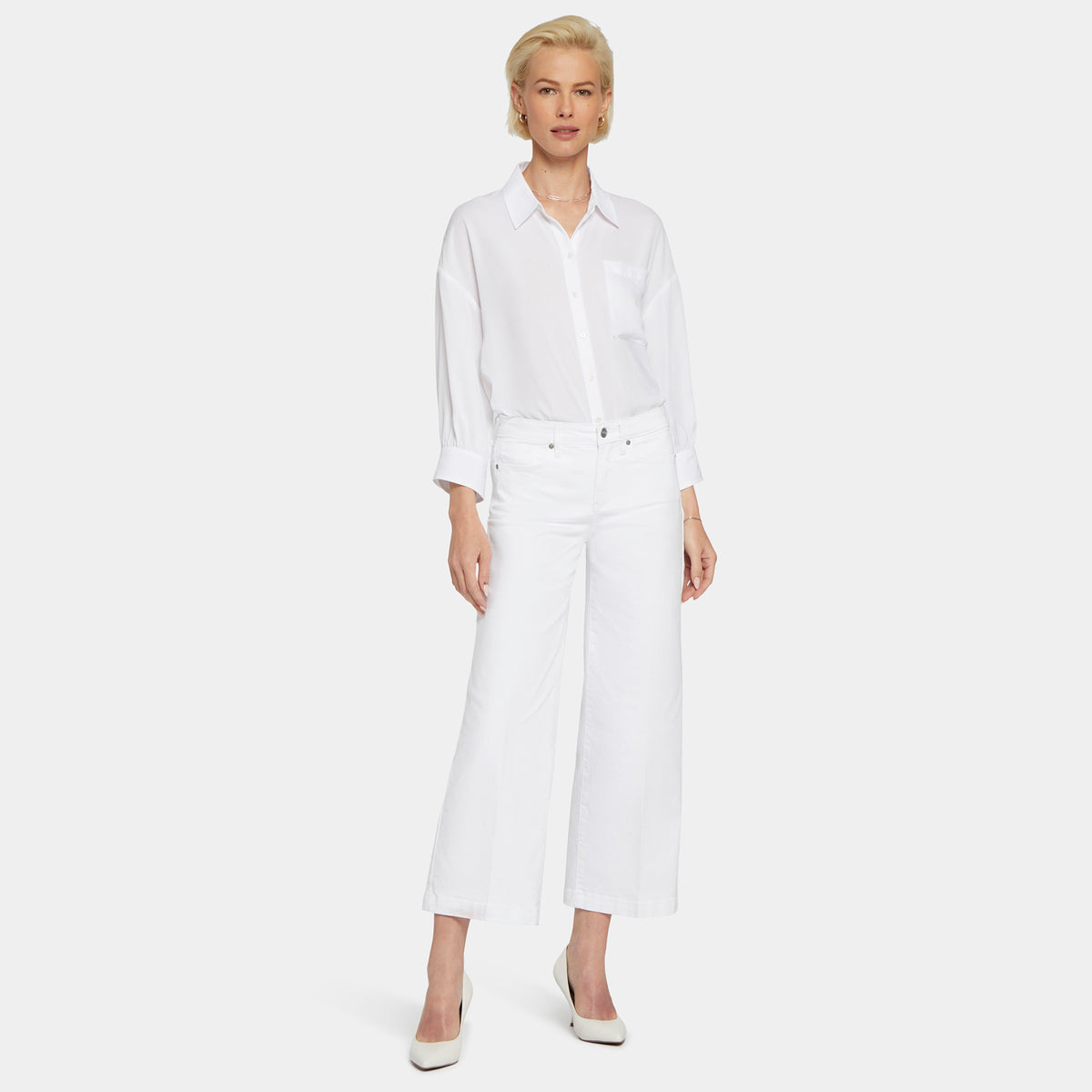 NYDJ Teresa Wide Leg Ankle Jeans  - Optic White