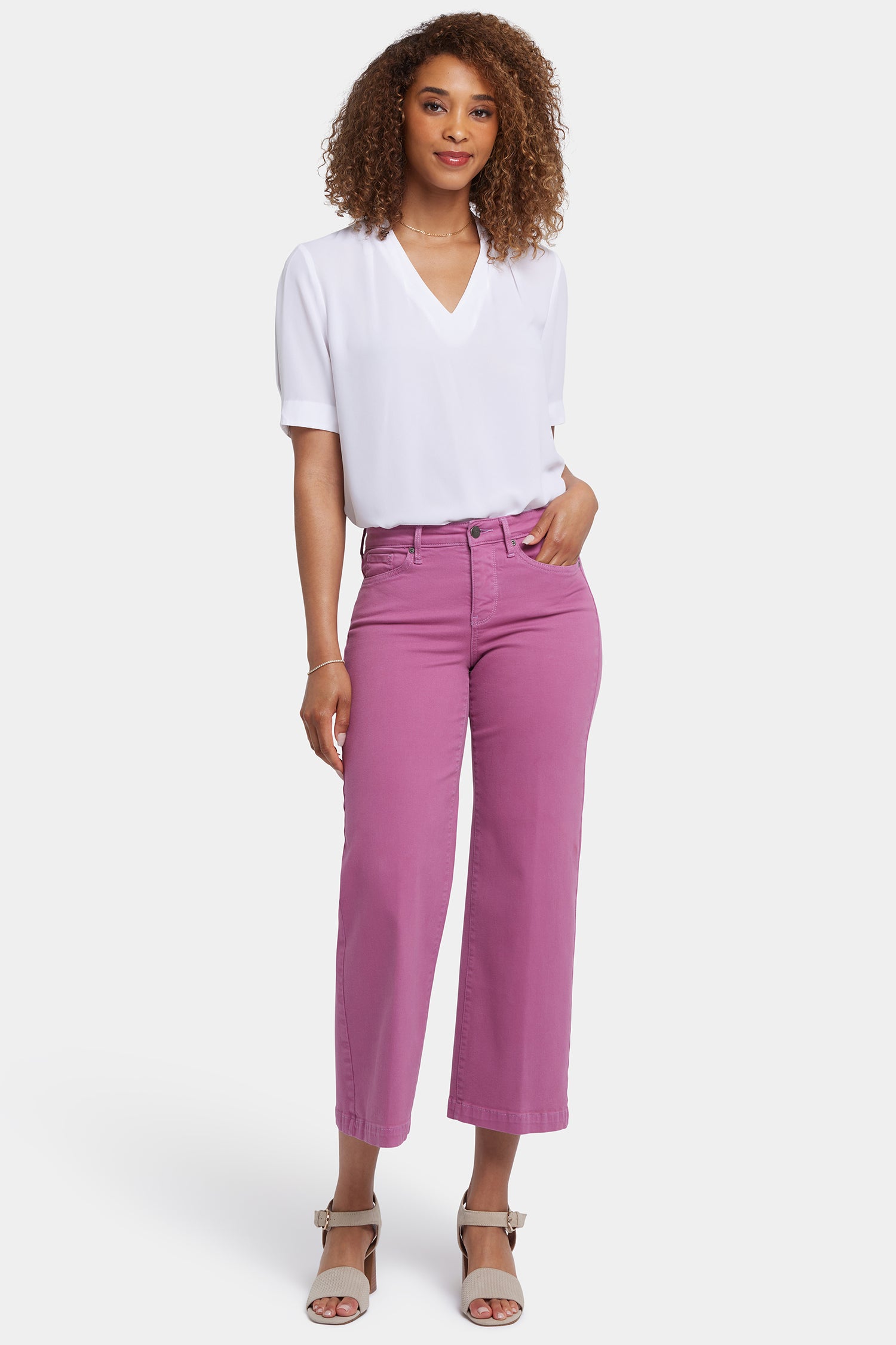 Inte　0913 Teresa Wide Leg Ankle Jeans In Plus Size With Frayed Hems