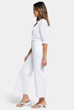 NYDJ Teresa Wide Leg Ankle Jeans With High Rise And Frayed Hems - Optic White