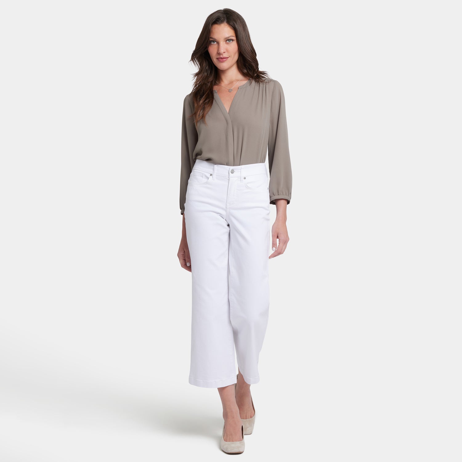 Waist-Match™ Teresa Wide Leg Ankle Jeans - Optic White White | NYDJ