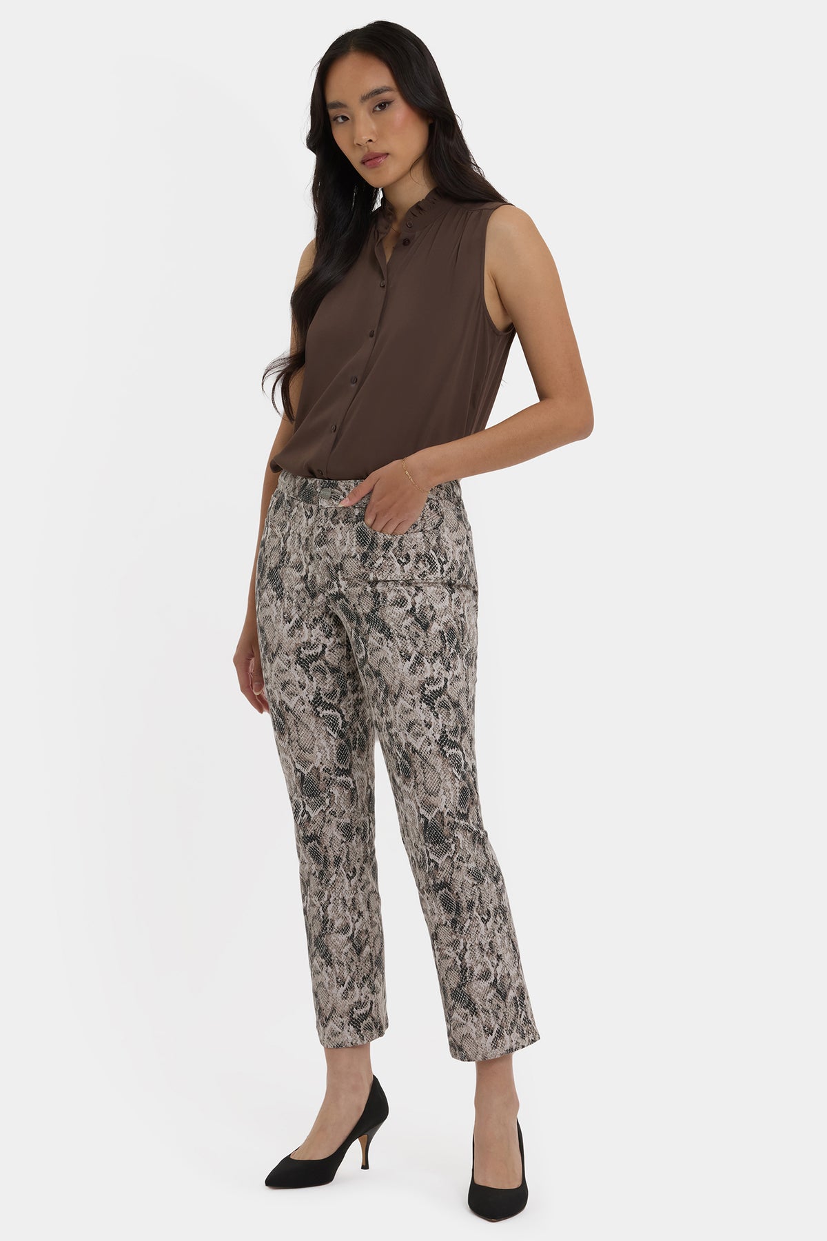 Marilyn Straight Ankle Jeans In Python Print Denim - Desert Python | NYDJ