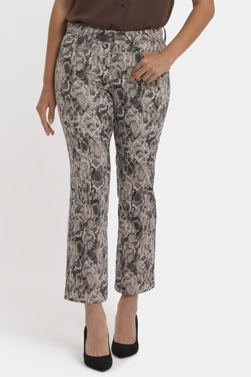 Marilyn Straight Ankle Jeans In Python Print Denim - Desert Python | NYDJ
