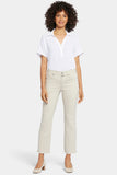 NYDJ Marilyn Straight Ankle Jeans With Double-Button Fly And Frayed Hems  - Feather