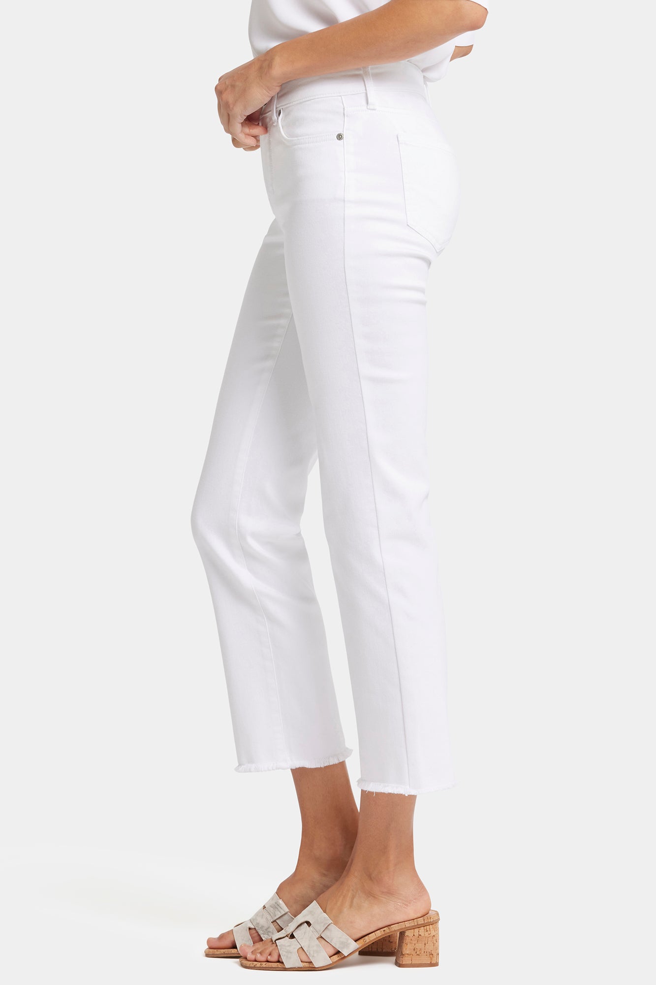 NYDJ Marilyn Straight Ankle Jeans With Frayed Hems - Optic White