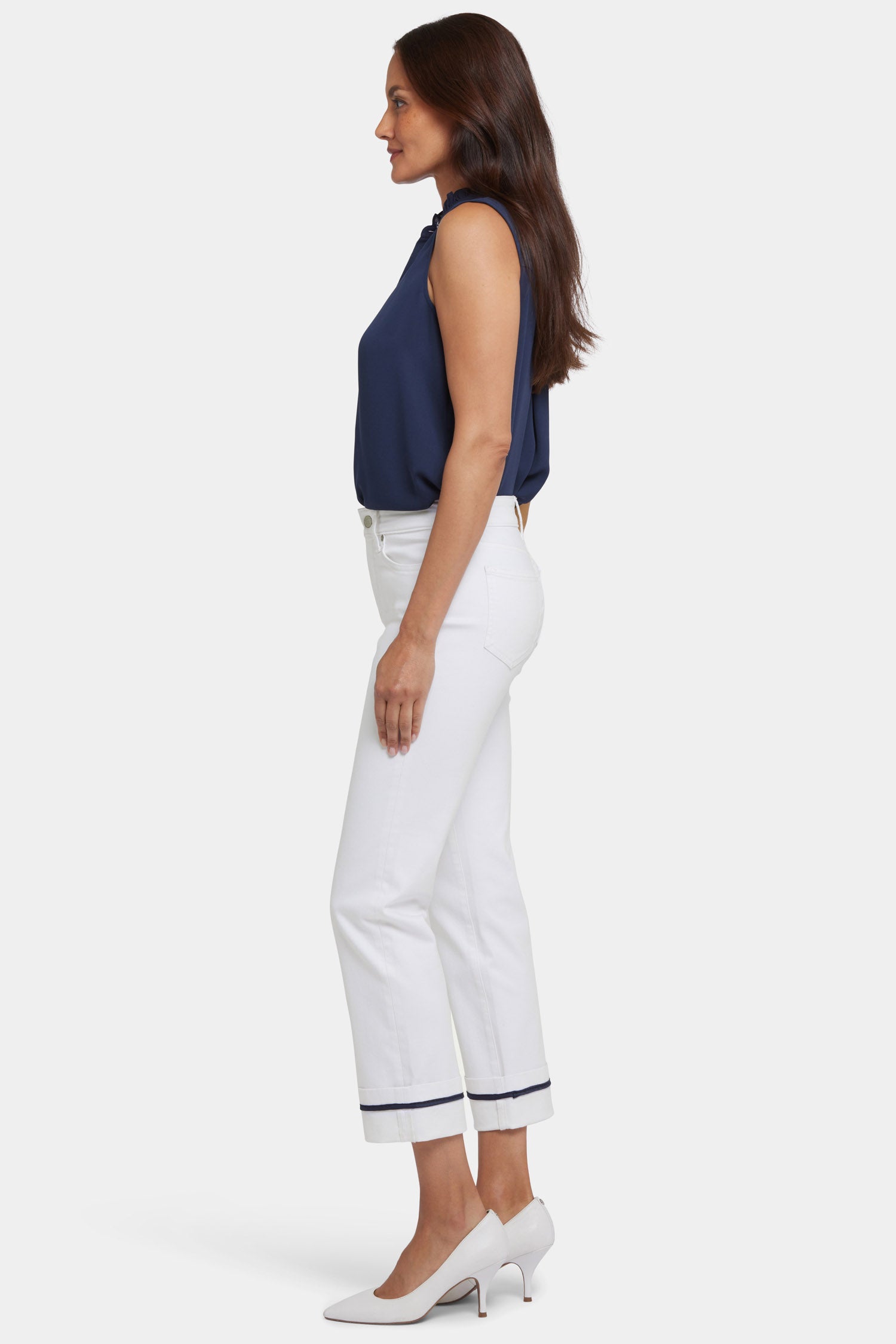 Marilyn Straight Ankle Jeans With Deep Cuffs And Binding