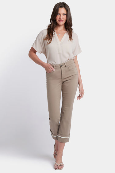 NYDJ Marilyn Straight Ankle Jeans With Deep Cuffs And Binding Detail - Saddlewood
