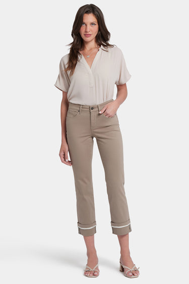 NYDJ Marilyn Straight Ankle Jeans With Deep Cuffs And Binding Detail - Saddlewood