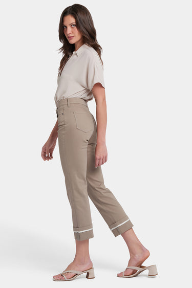 NYDJ Marilyn Straight Ankle Jeans With Deep Cuffs And Binding Detail - Saddlewood