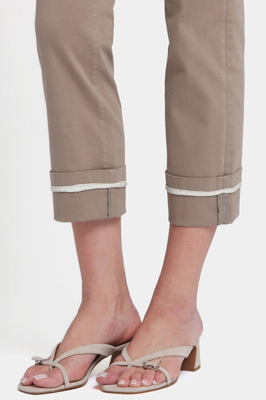 NYDJ Marilyn Straight Ankle Jeans With Deep Cuffs And Binding Detail - Saddlewood