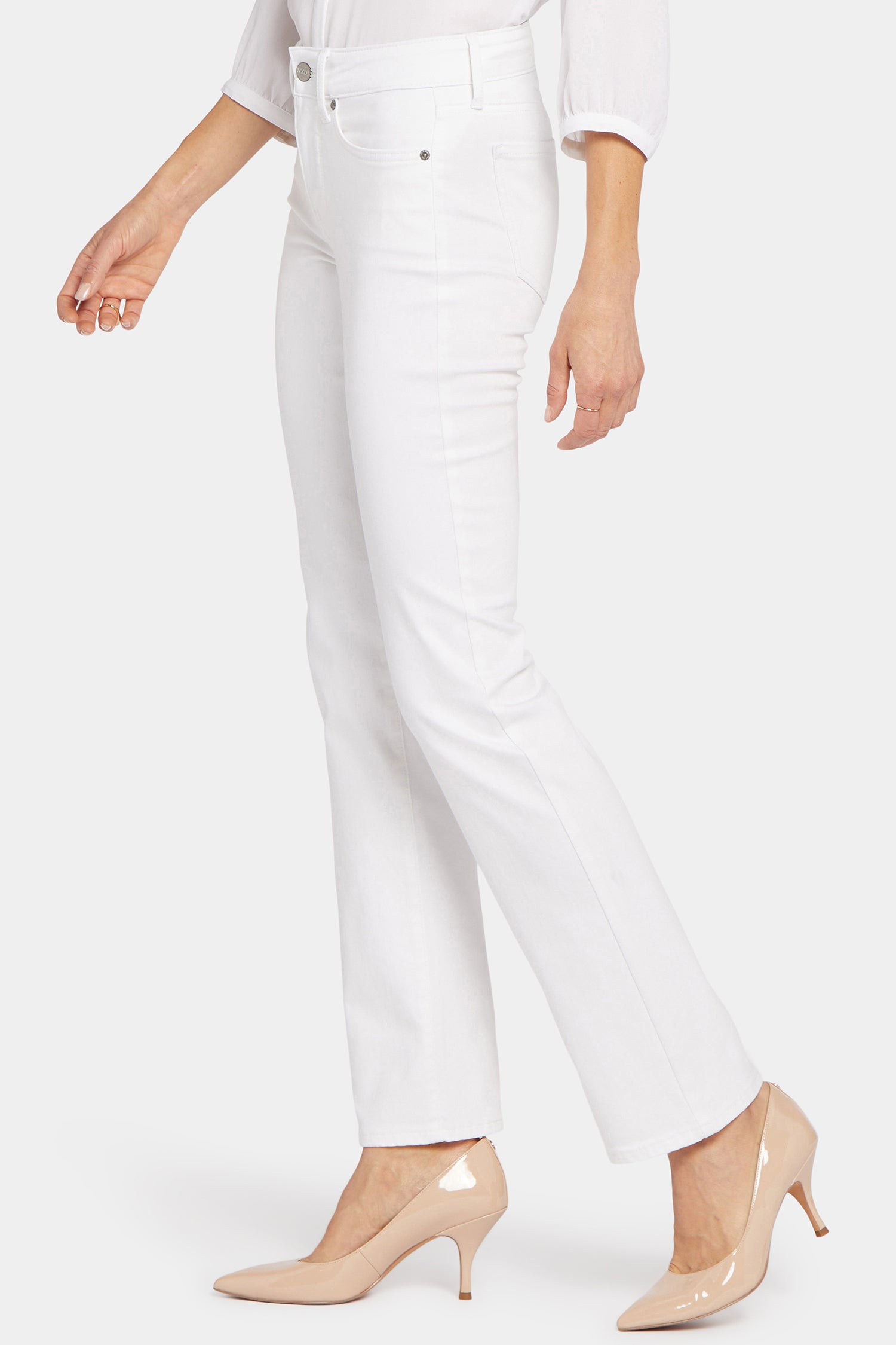 NYDJ Marilyn Straight Jeans In Long Inseam  - Optic White