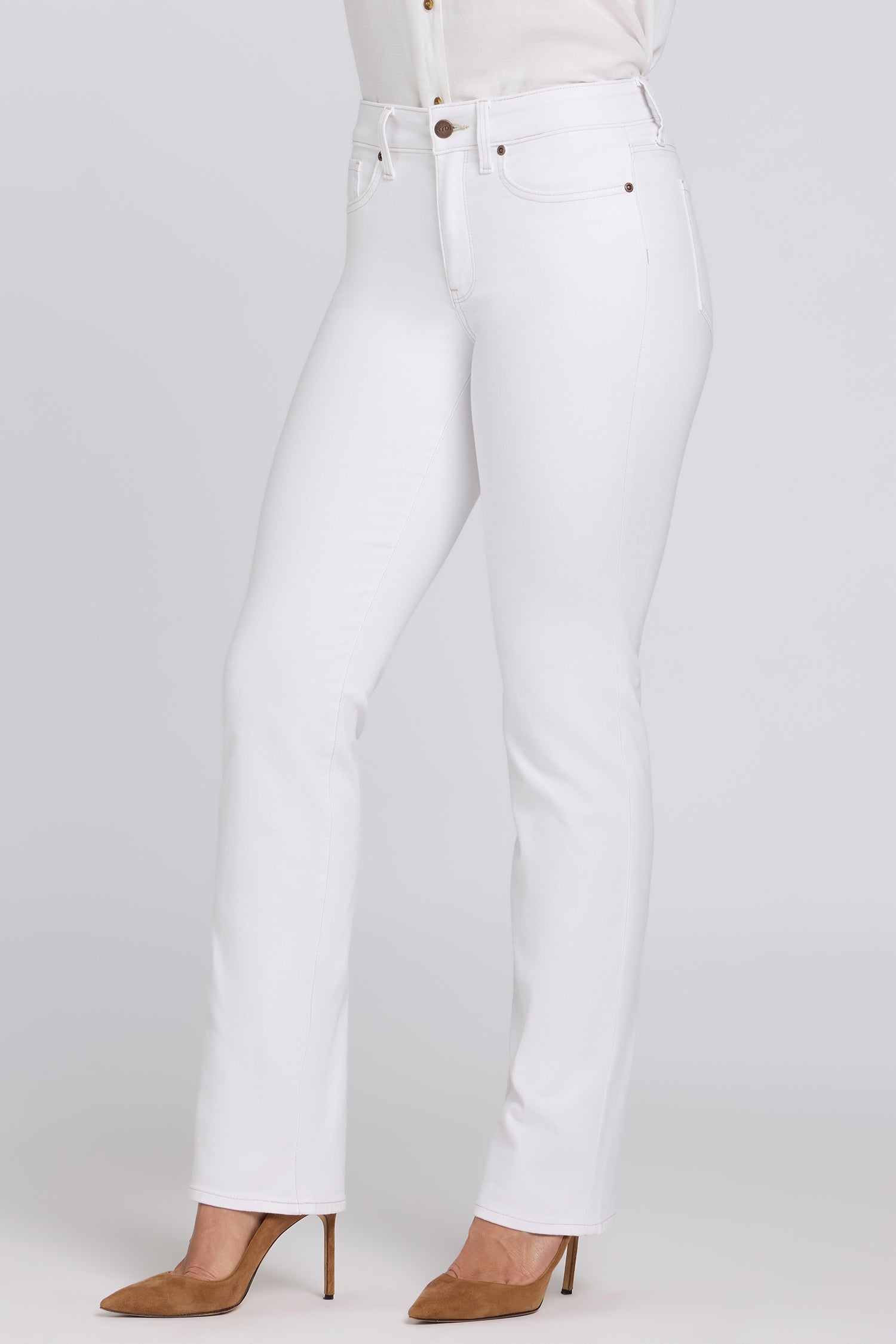 NYDJ Marilyn Straight Jeans In Tall With Contrast Stitching And 34