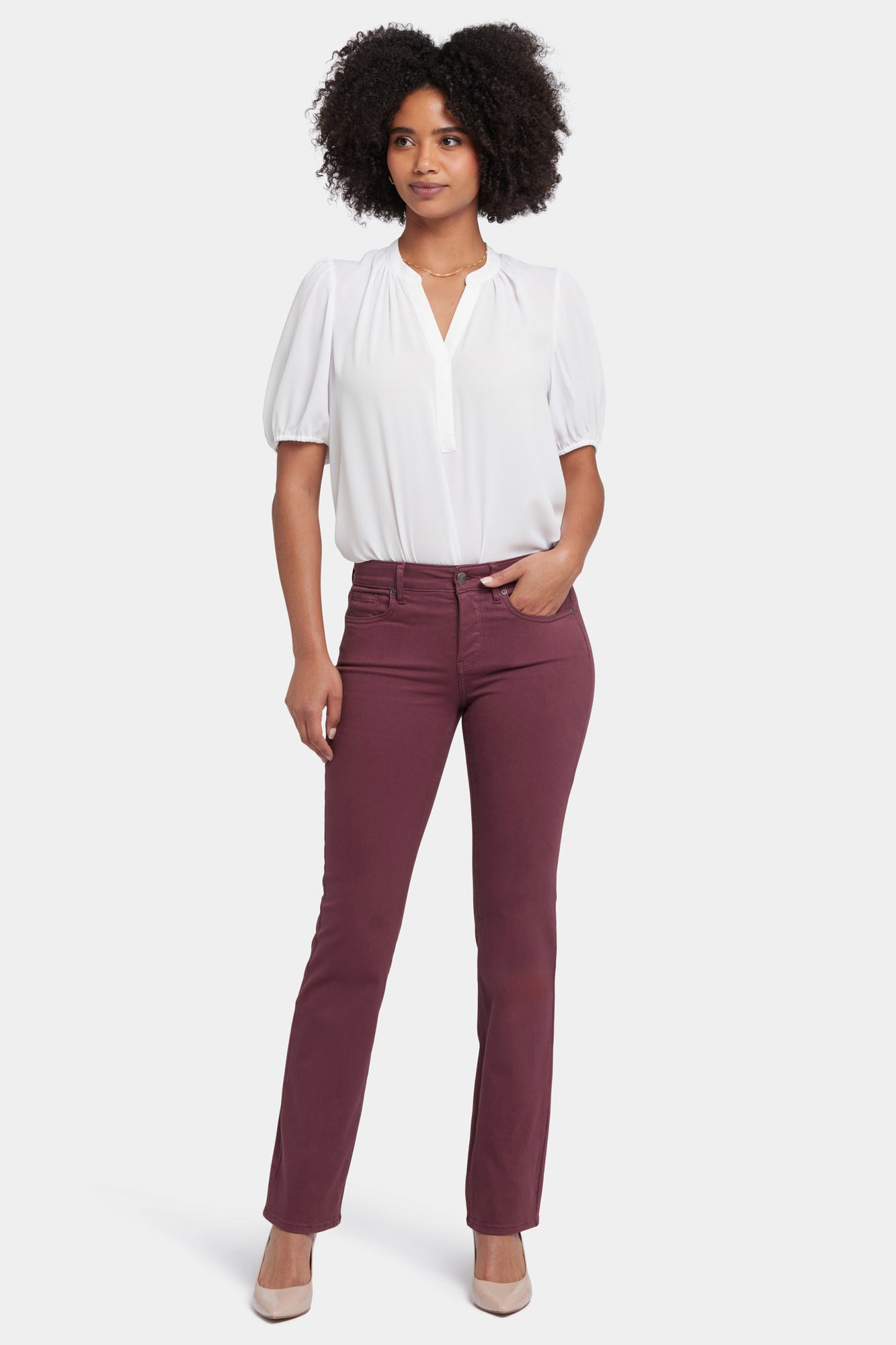 NYDJ Marilyn Straight Jeans  - Dark Cherry