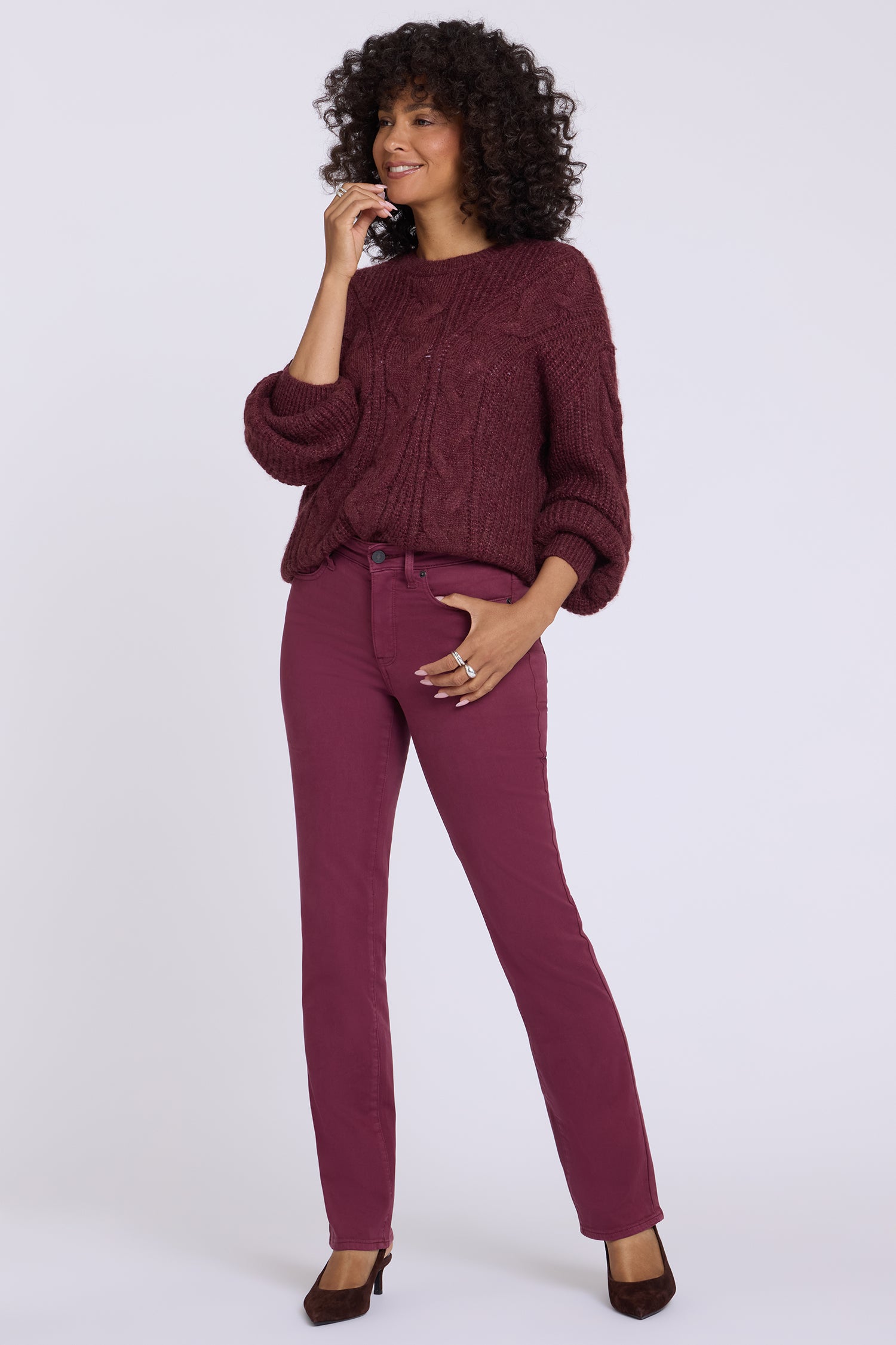 NYDJ Marilyn Straight Jeans  - True Burgundy