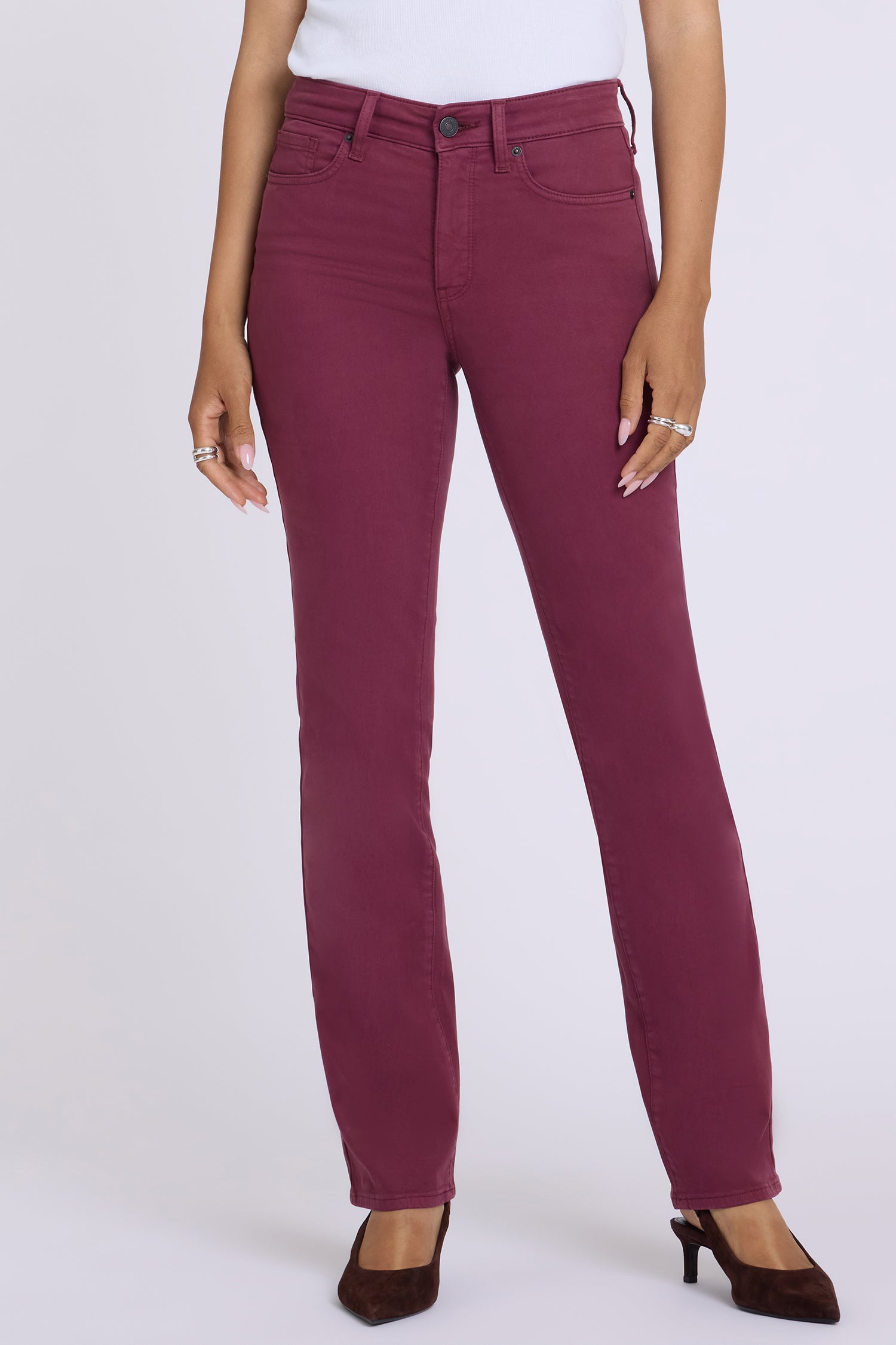 NYDJ Marilyn Straight Jeans  - True Burgundy