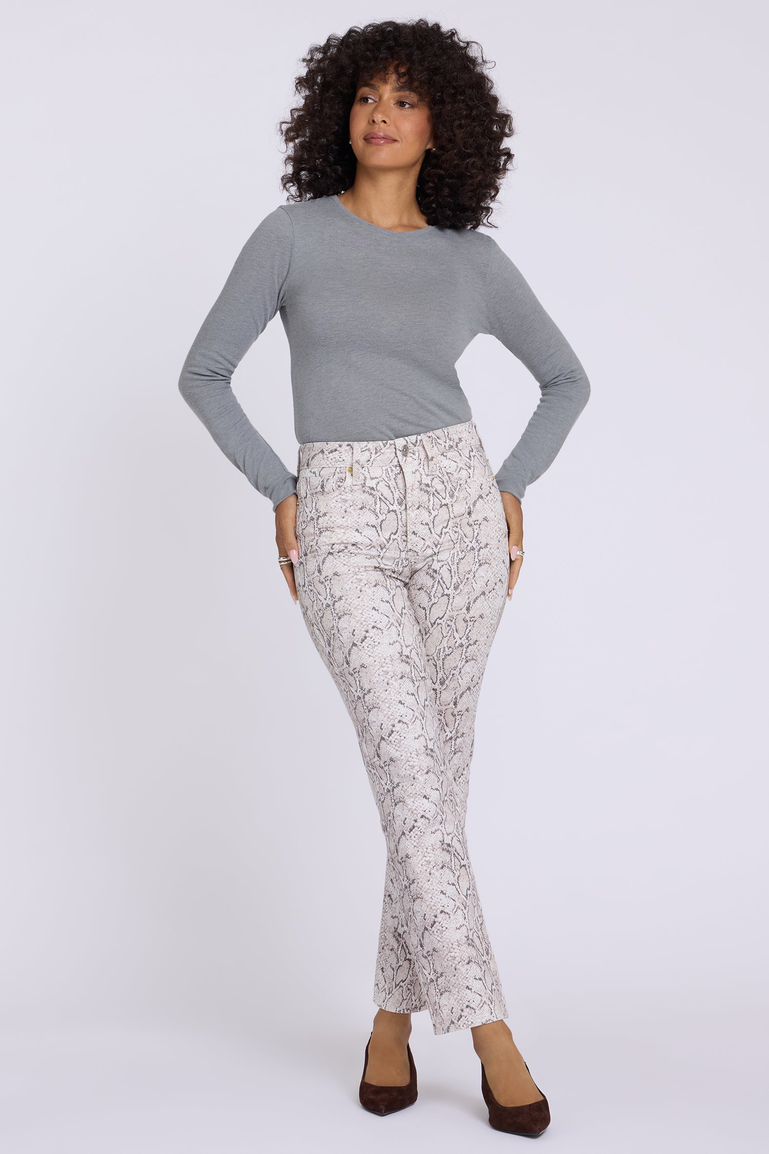 NYDJ Marilyn Straight Jeans With High Rise And 30" Inseam - Python Bleached