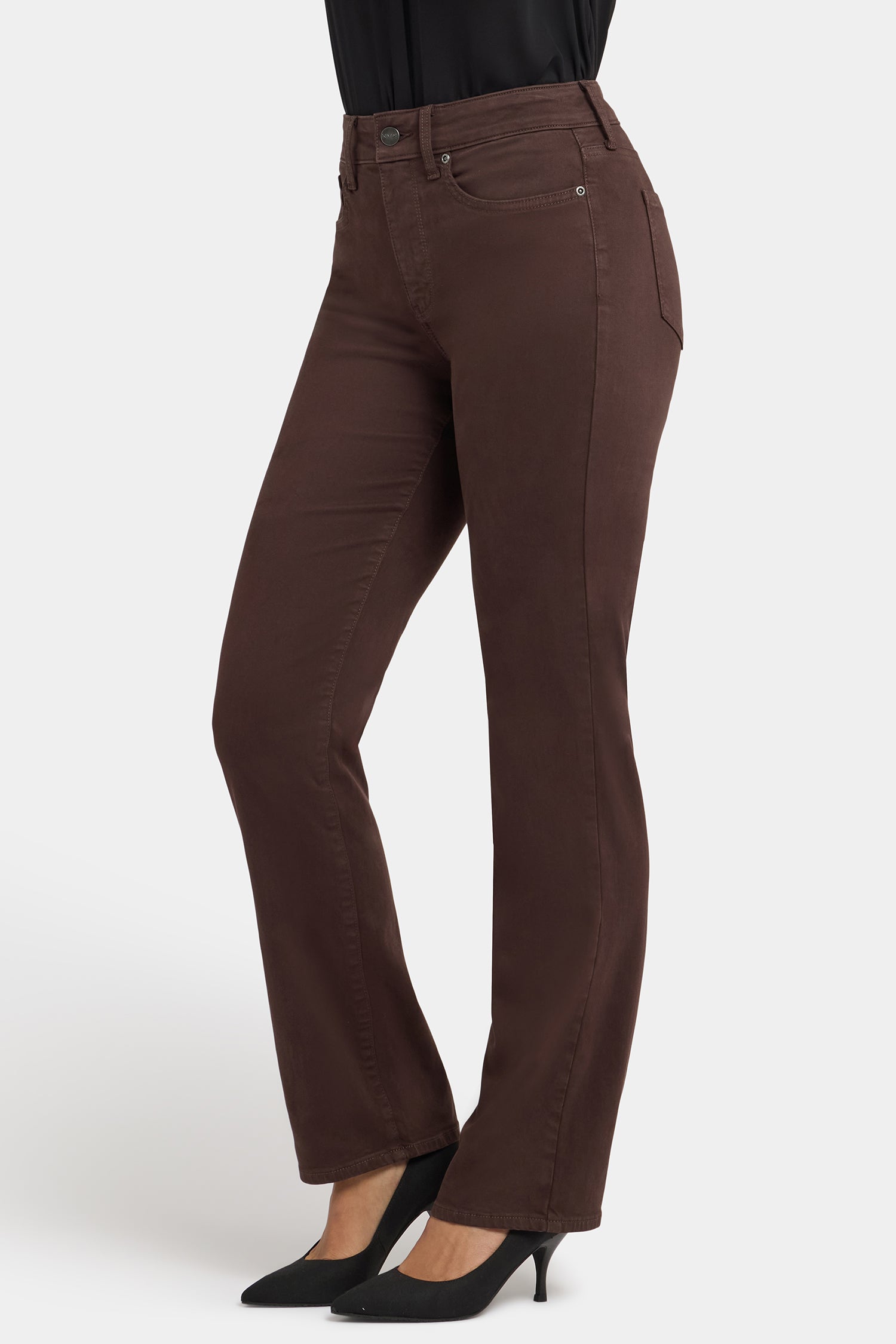 NYDJ Marilyn Straight Jeans With High Rise And 31" Inseam - Bitter Chocolate