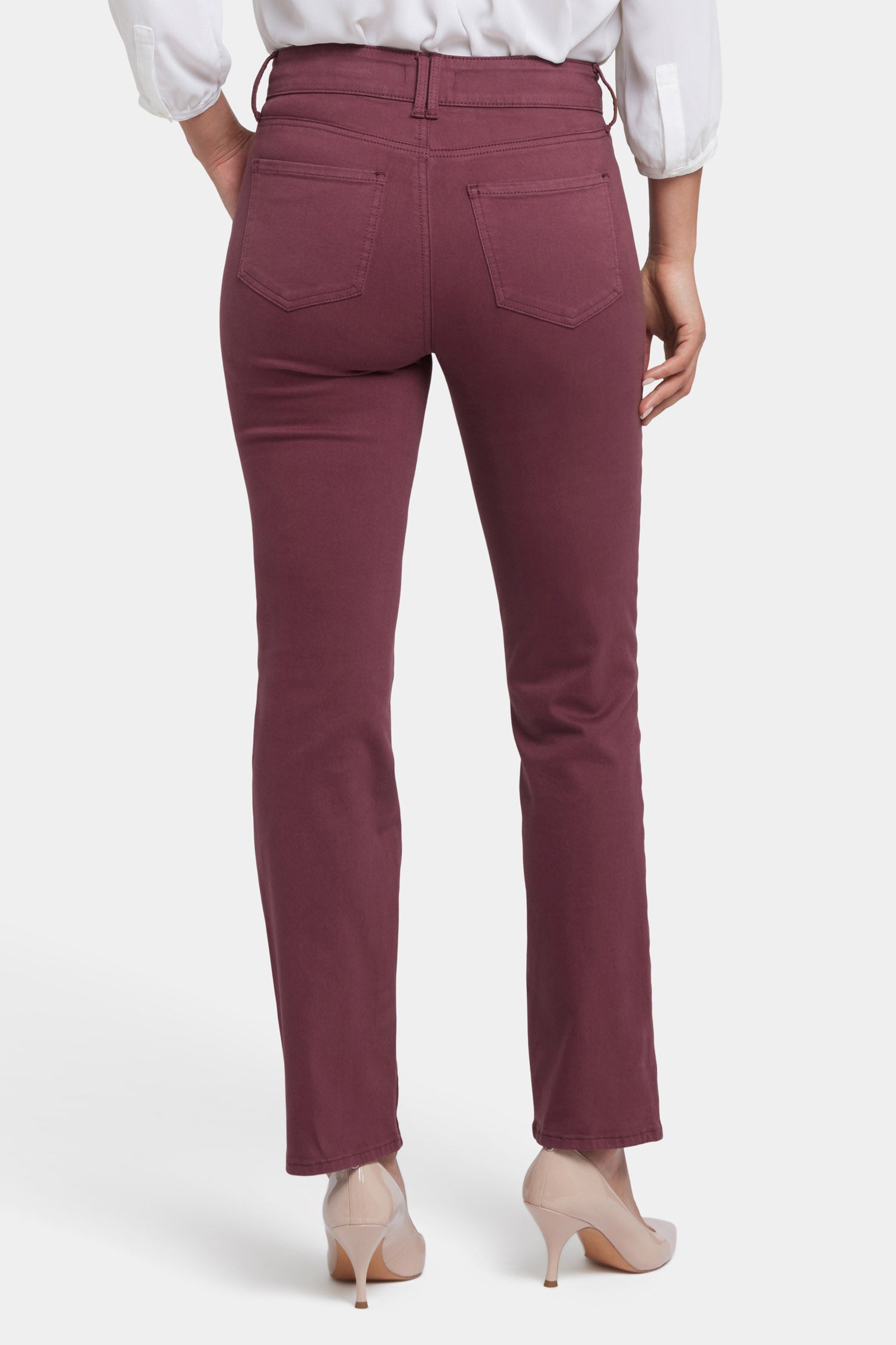 NYDJ Marilyn Straight Jeans With High Rise And Wide Waistband  - Dark Cherry