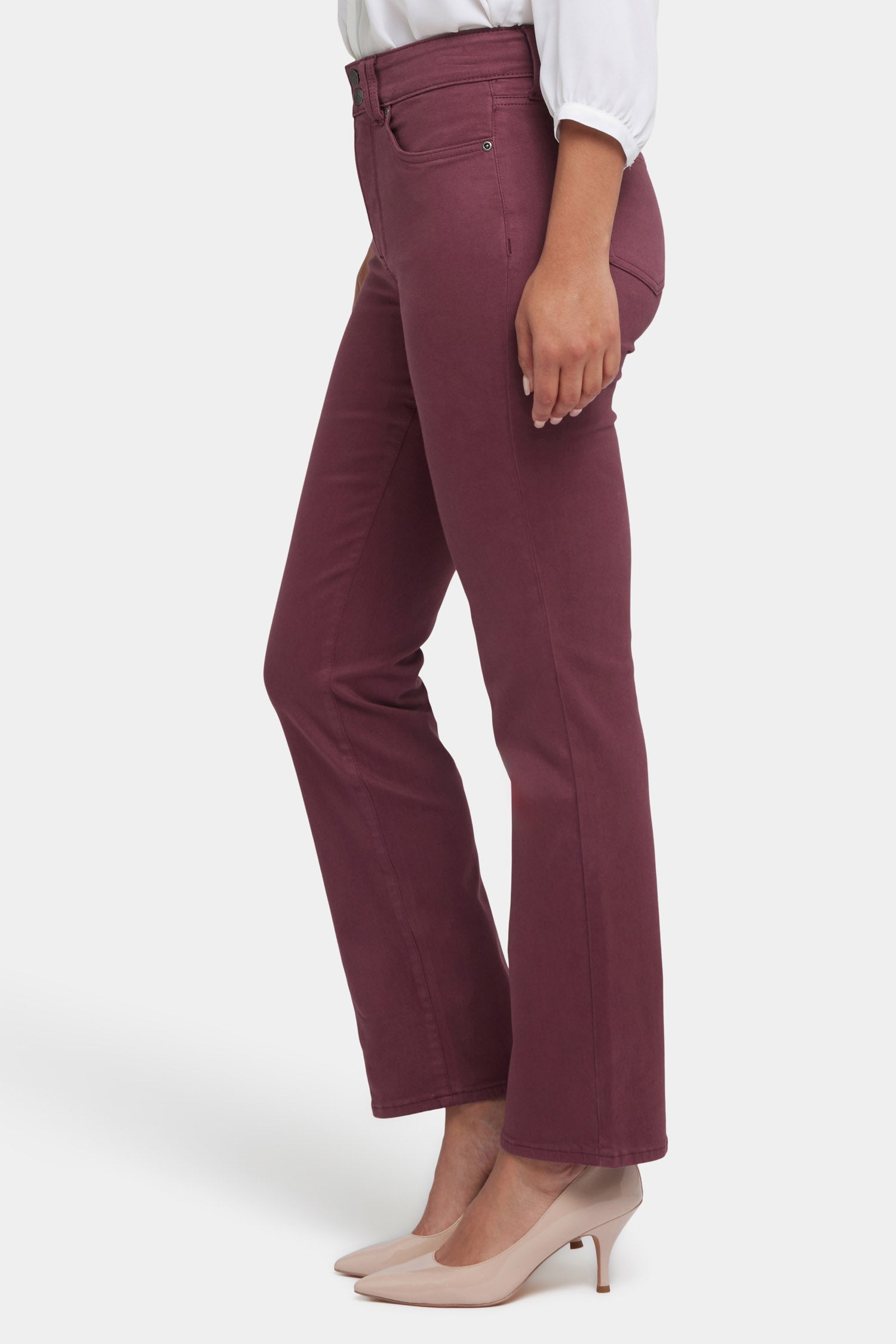 NYDJ Marilyn Straight Jeans With High Rise And Wide Waistband  - Dark Cherry
