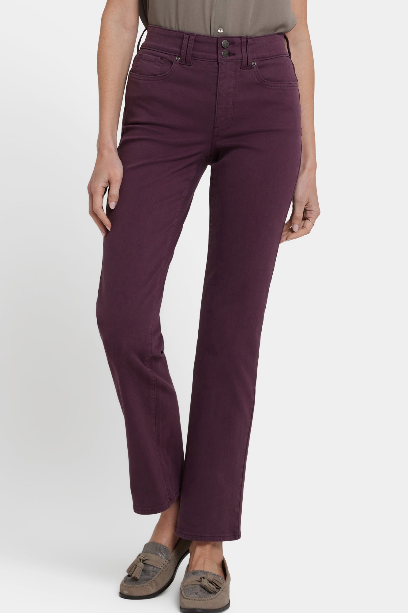 NYDJ Marilyn Straight Jeans With High Rise And Wide Waistband - Fig