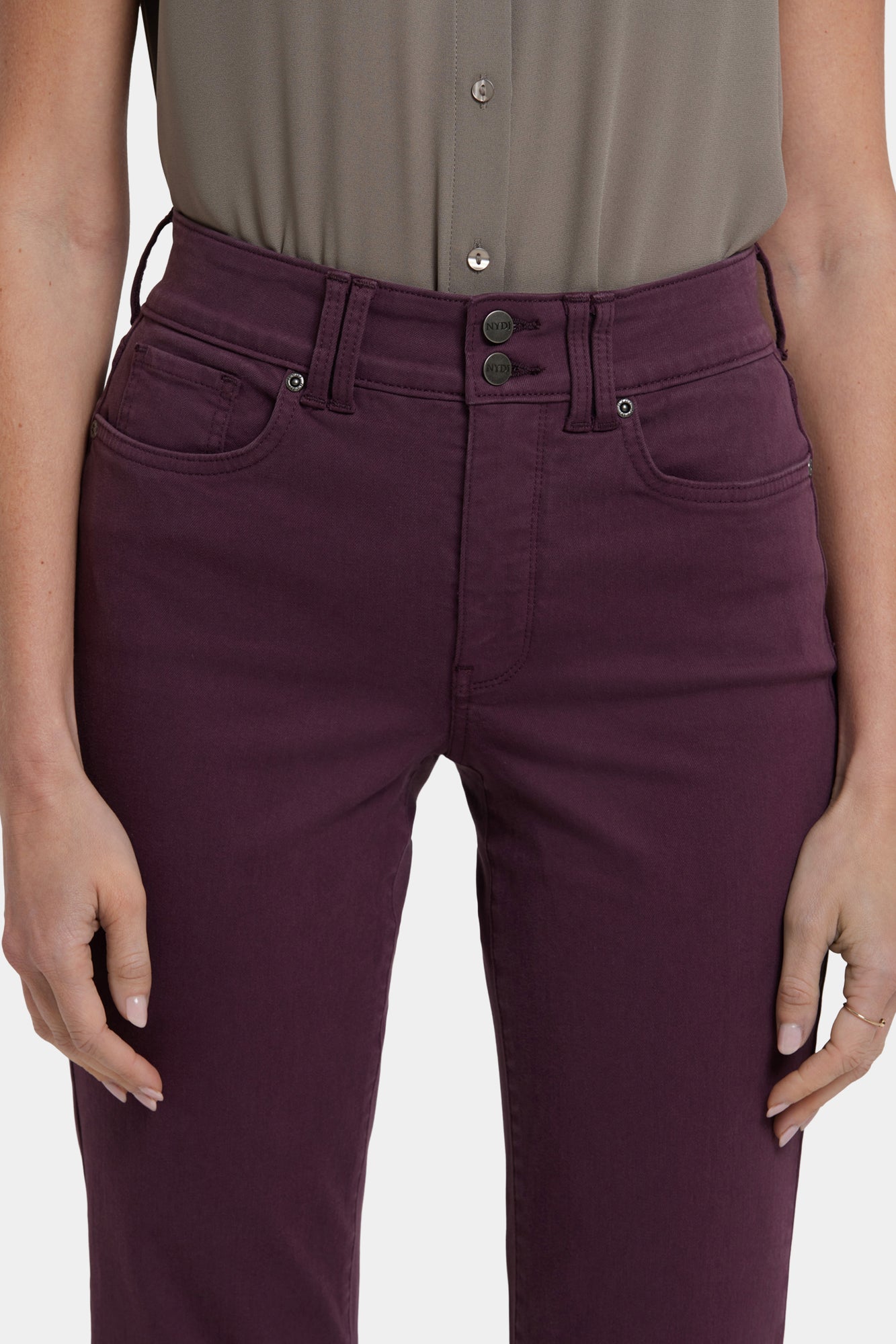 NYDJ Marilyn Straight Jeans With High Rise And Wide Waistband - Fig