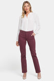 NYDJ Marilyn Straight Jeans  With Utility Pockets - Dark Cherry