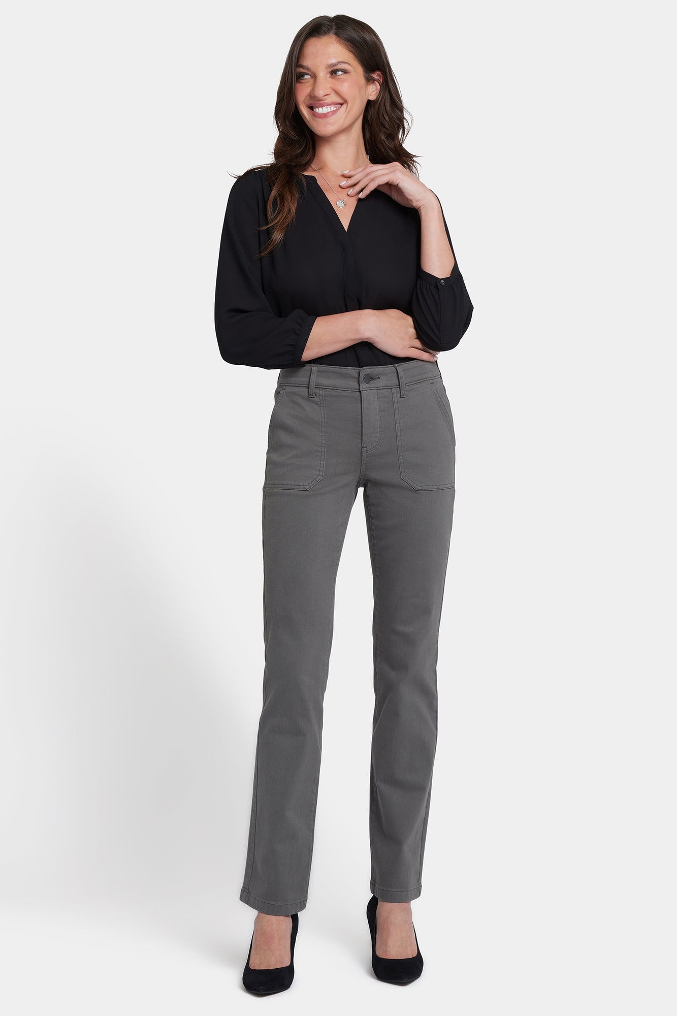 NYDJ Marilyn Straight Jeans  With Utility Pockets - Vine Leaf