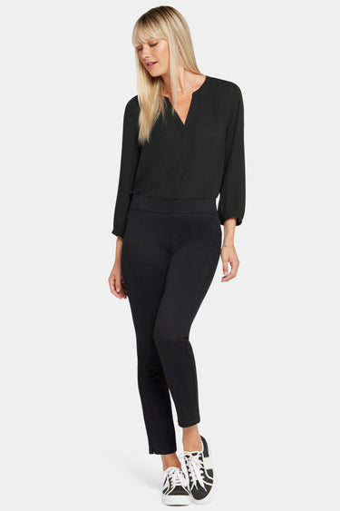 NYDJ Skinny Ankle Pull-On Jeans With Sideseam Slit - Black