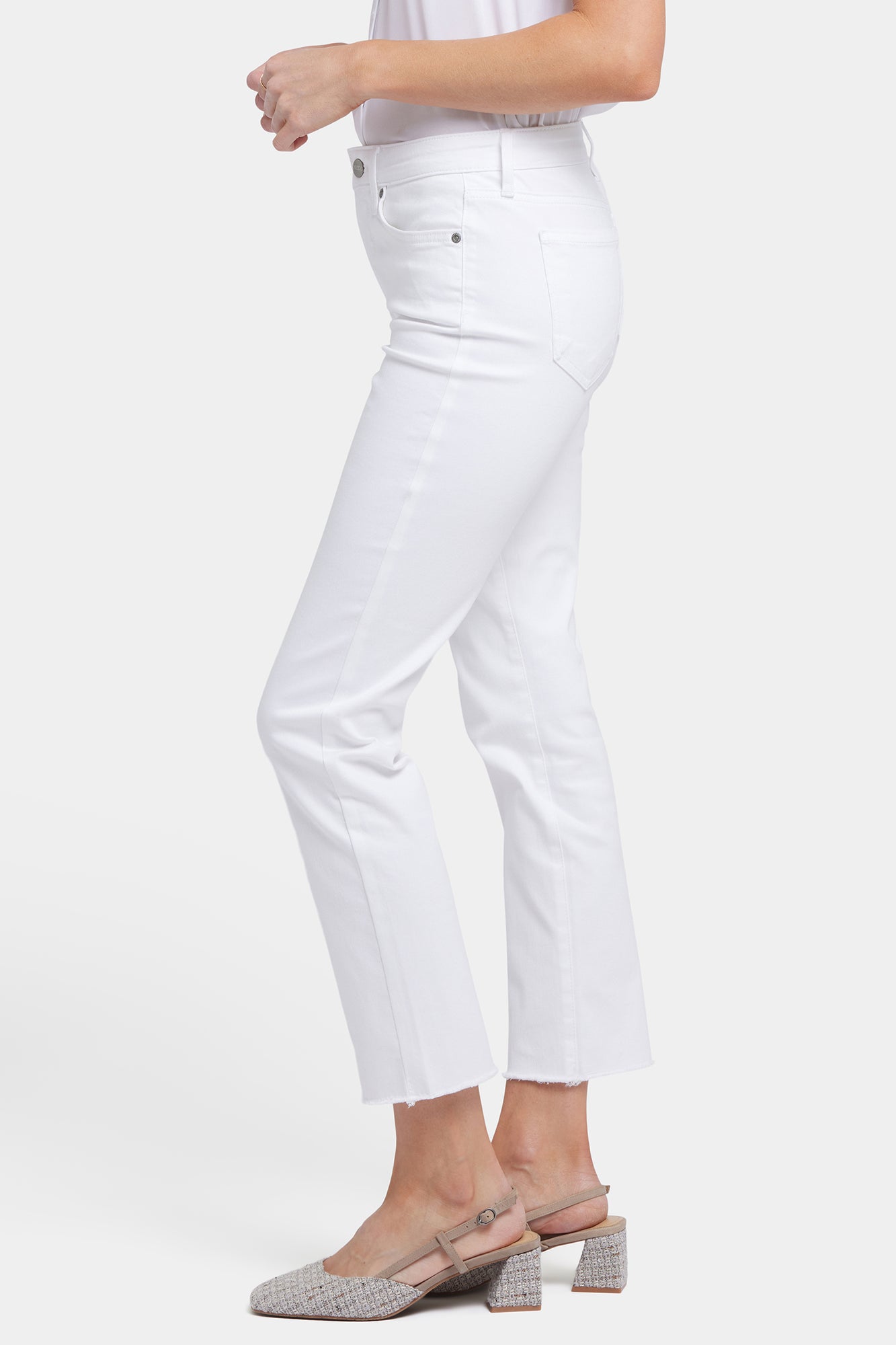 NYDJ Sheri Slim Ankle Jeans With Frayed Hems - Optic White