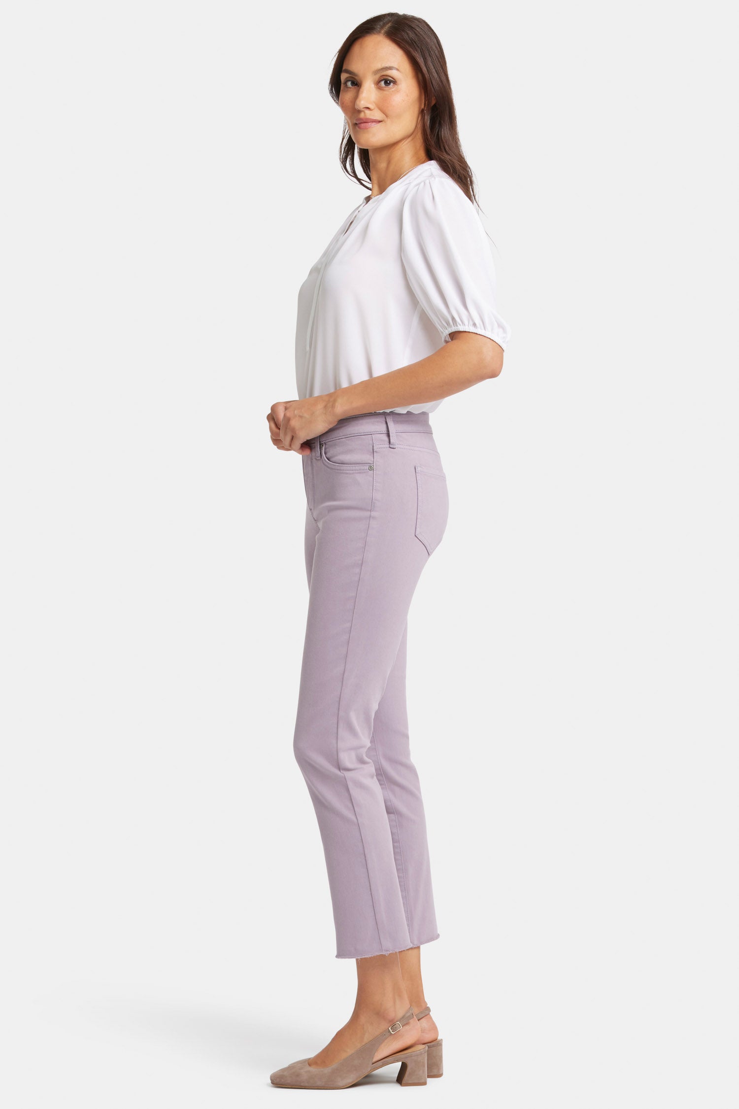Sheri Slim Ankle Jeans With Frayed Hems - Arctic Dusk Purple